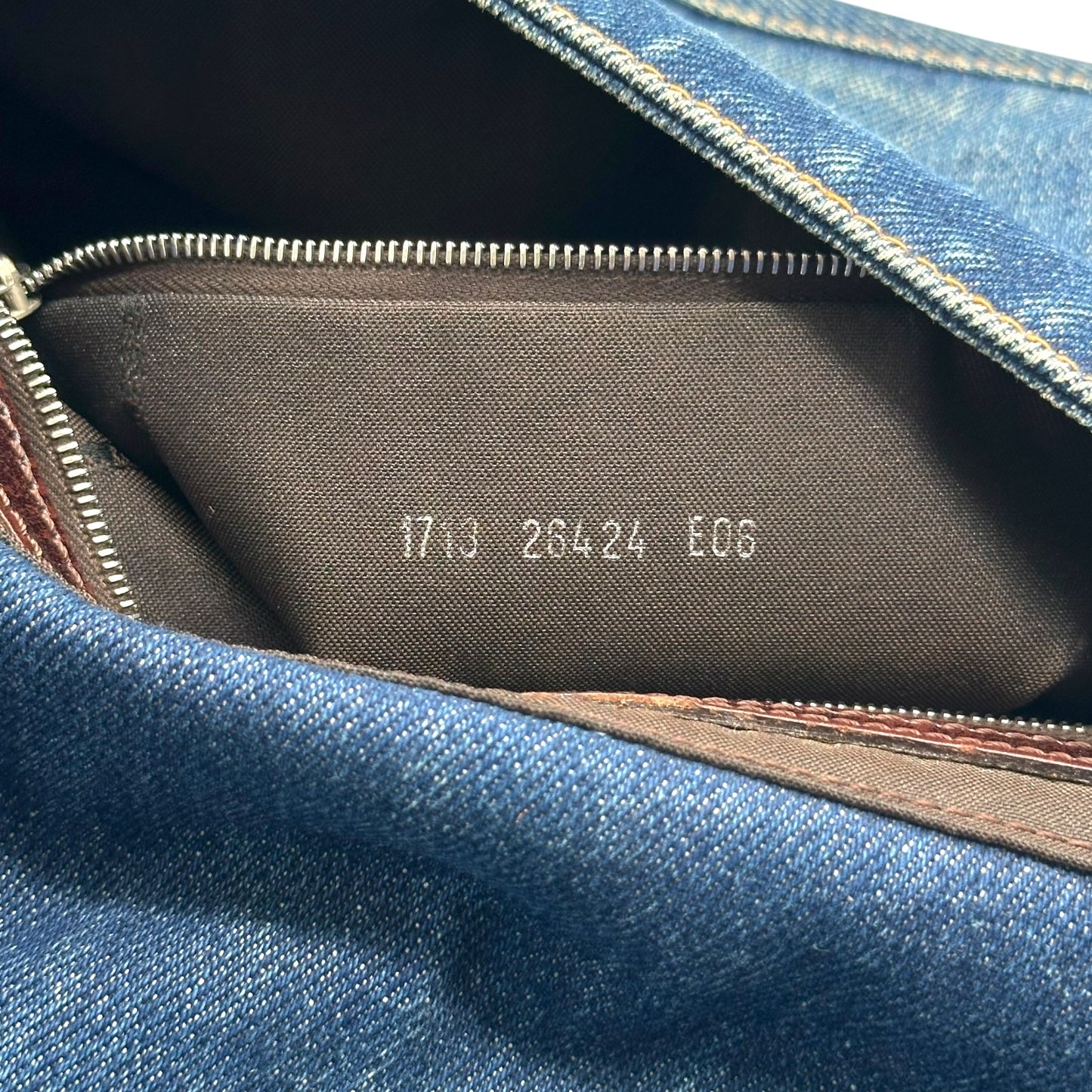 Fendi Denim & Brown Leather Baguette Bag