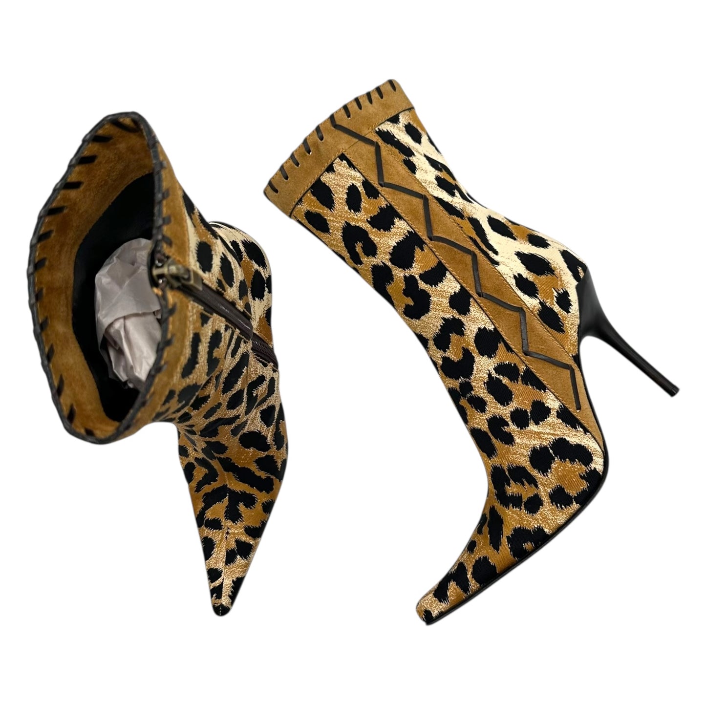 Casadei Leopard Print Suede Trim Heeled Ankle Boots