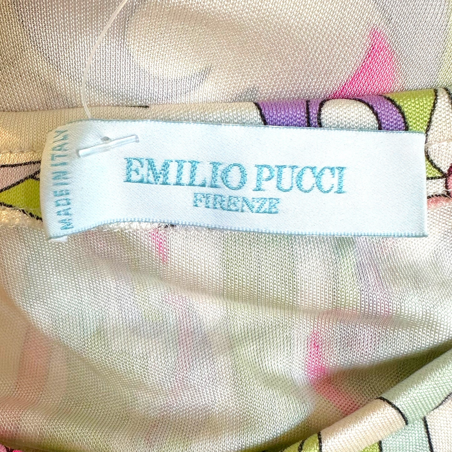 Emilio Pucci Pink & Green Floral Print Bow Cami Top