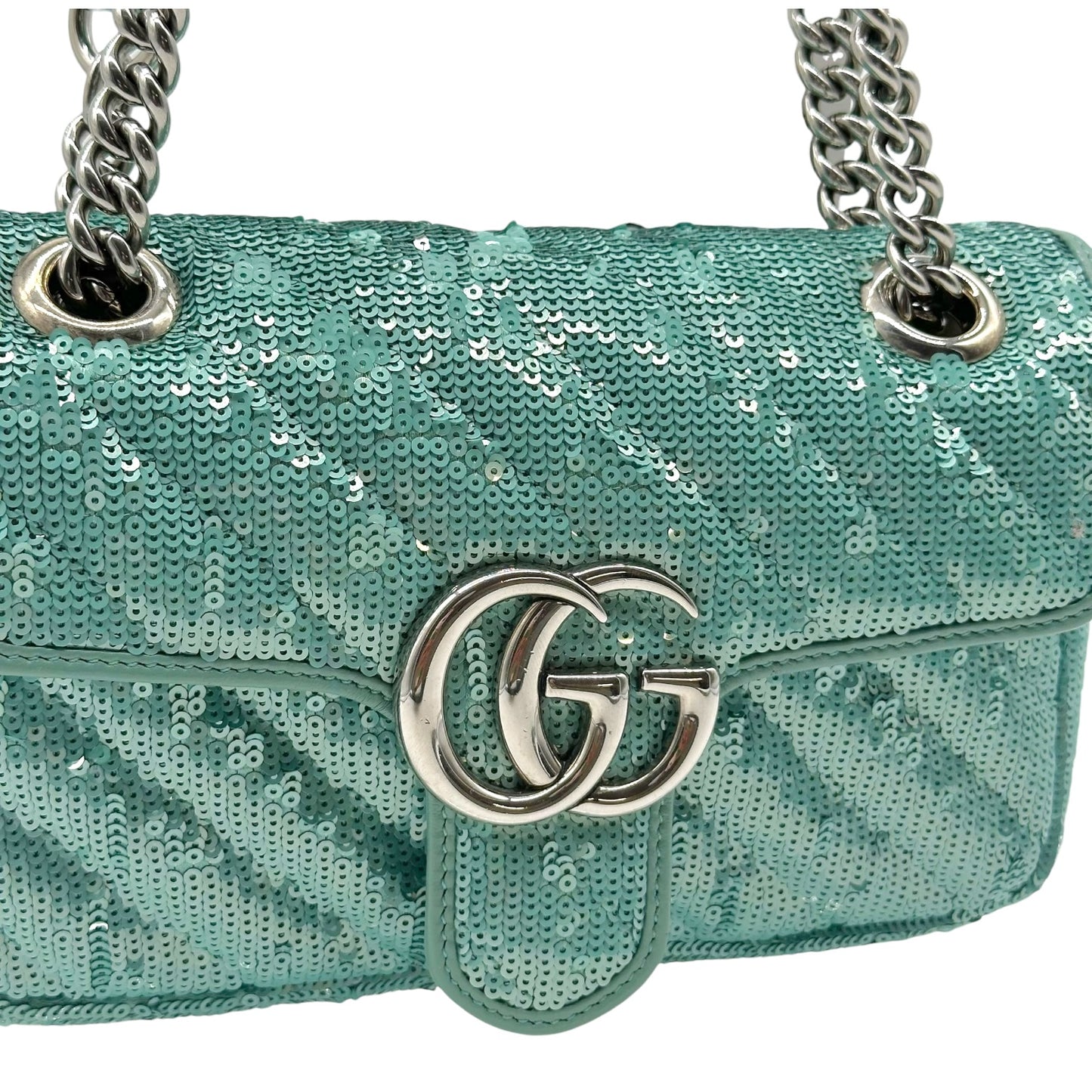 Gucci Small Marmot Shoulder Bag Turquoise Sequin