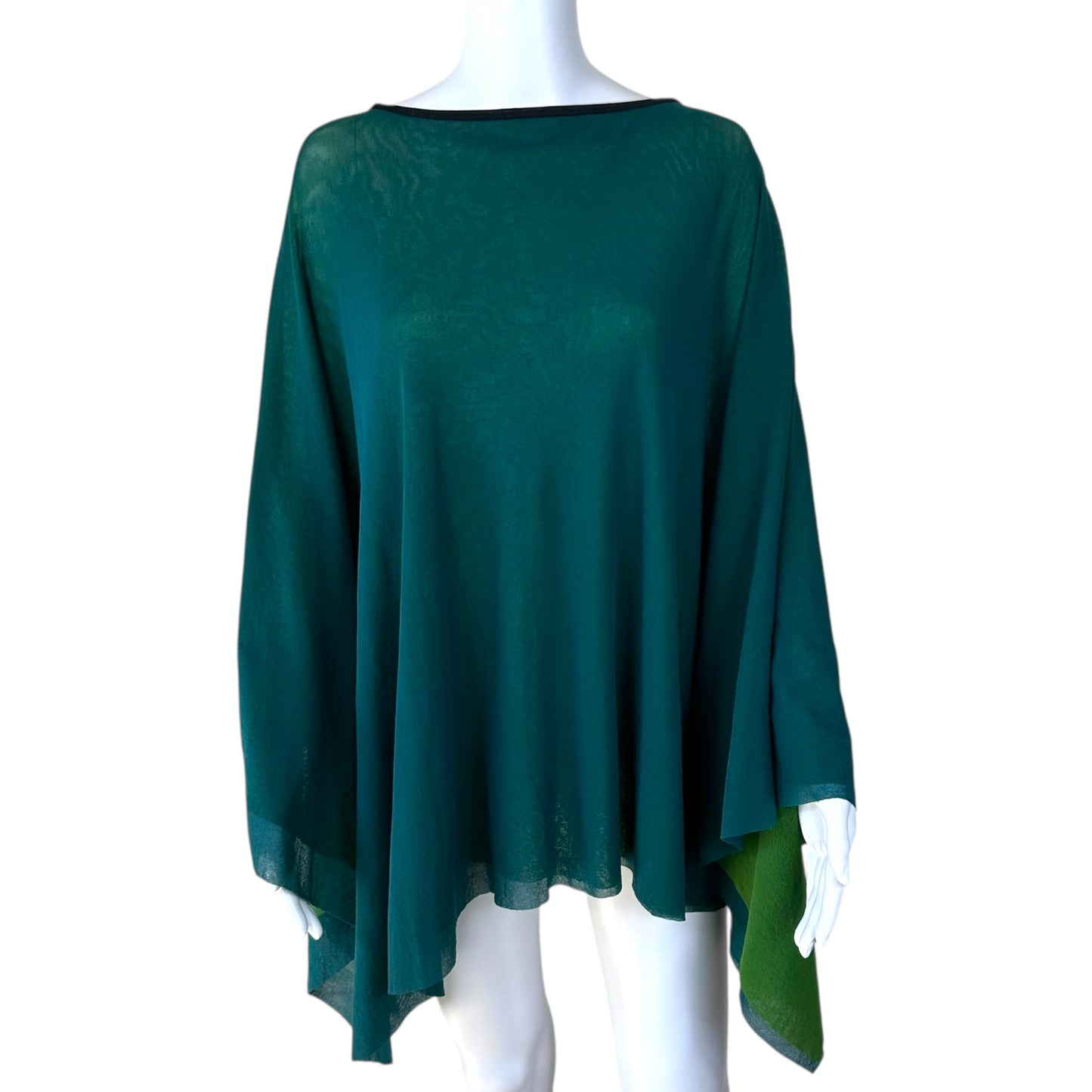Jean Paul Gaultier Teal & Green Mesh Poncho Top