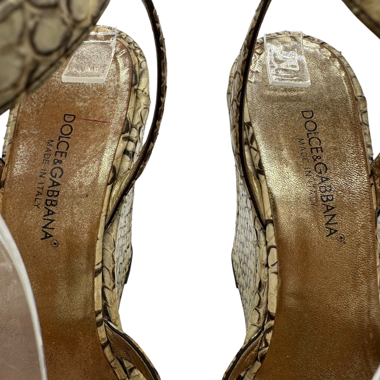 Dolce & Gabbana Ivory Snakeskin Wedge Sandals