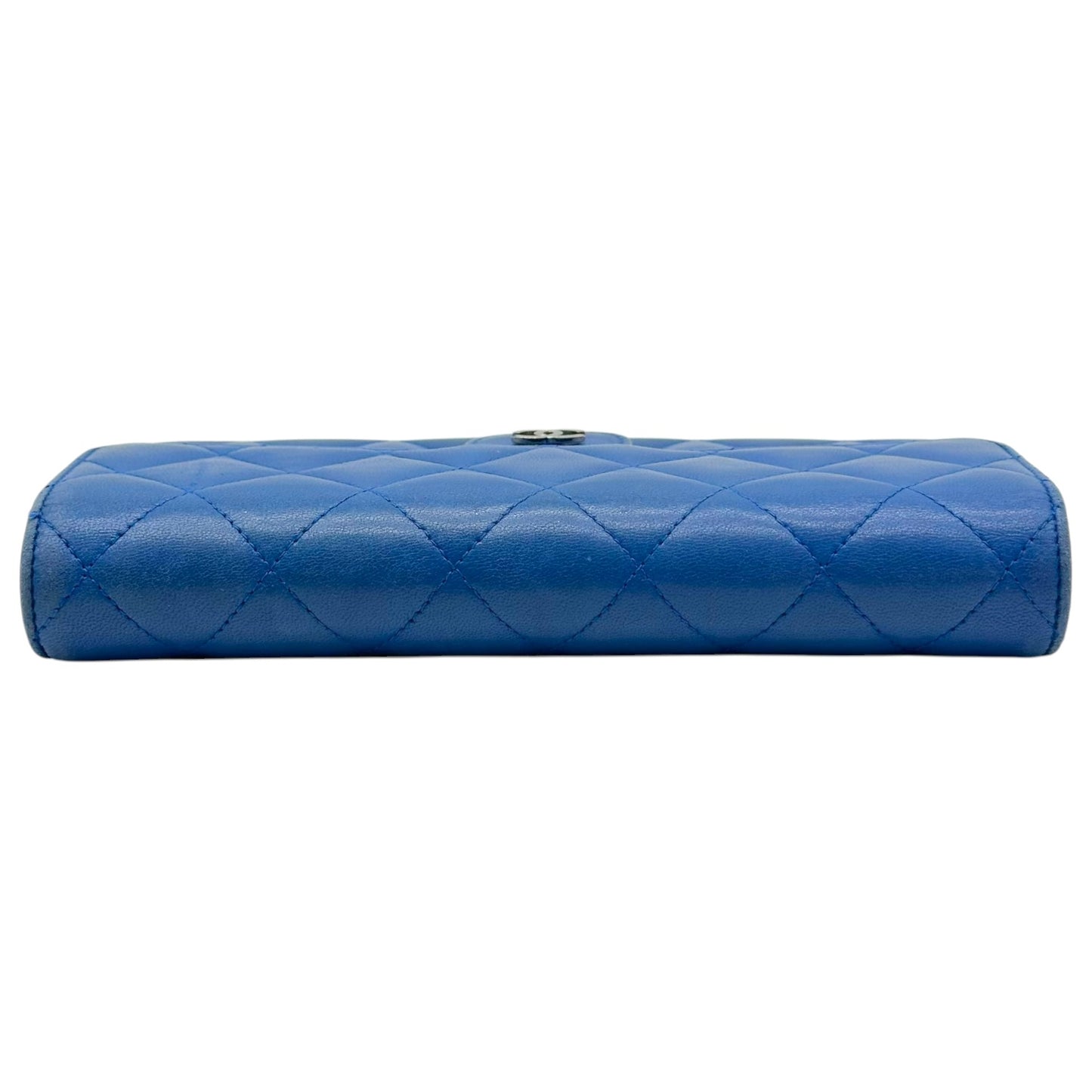 Chanel Cobalt Blue Matelasse Lambskin Long Wallet 2016-17