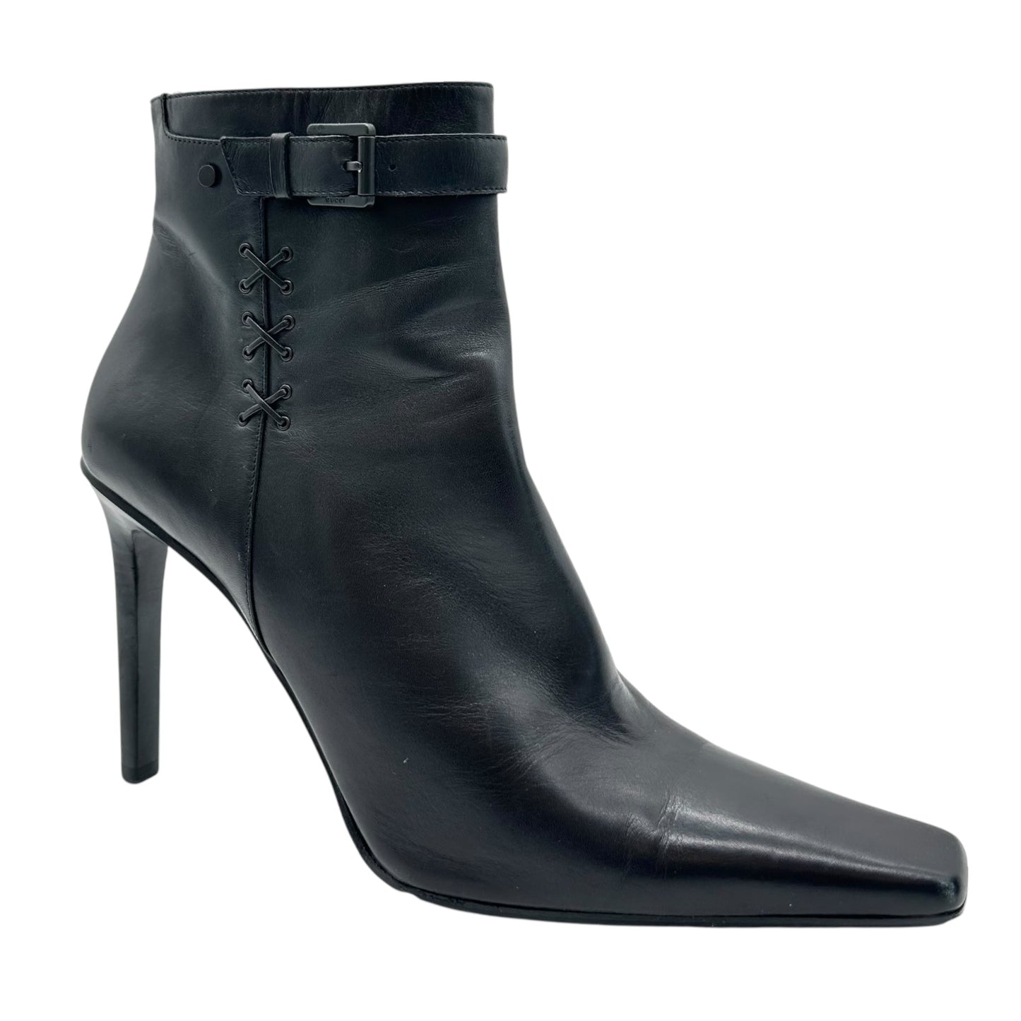 Gucci by Tom Ford Black Lace-Up Heeled Boots
