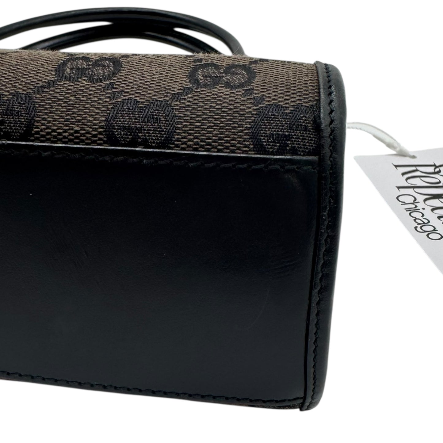 Gucci Brown & Black Monogram Canvas Mini Jackie Bag