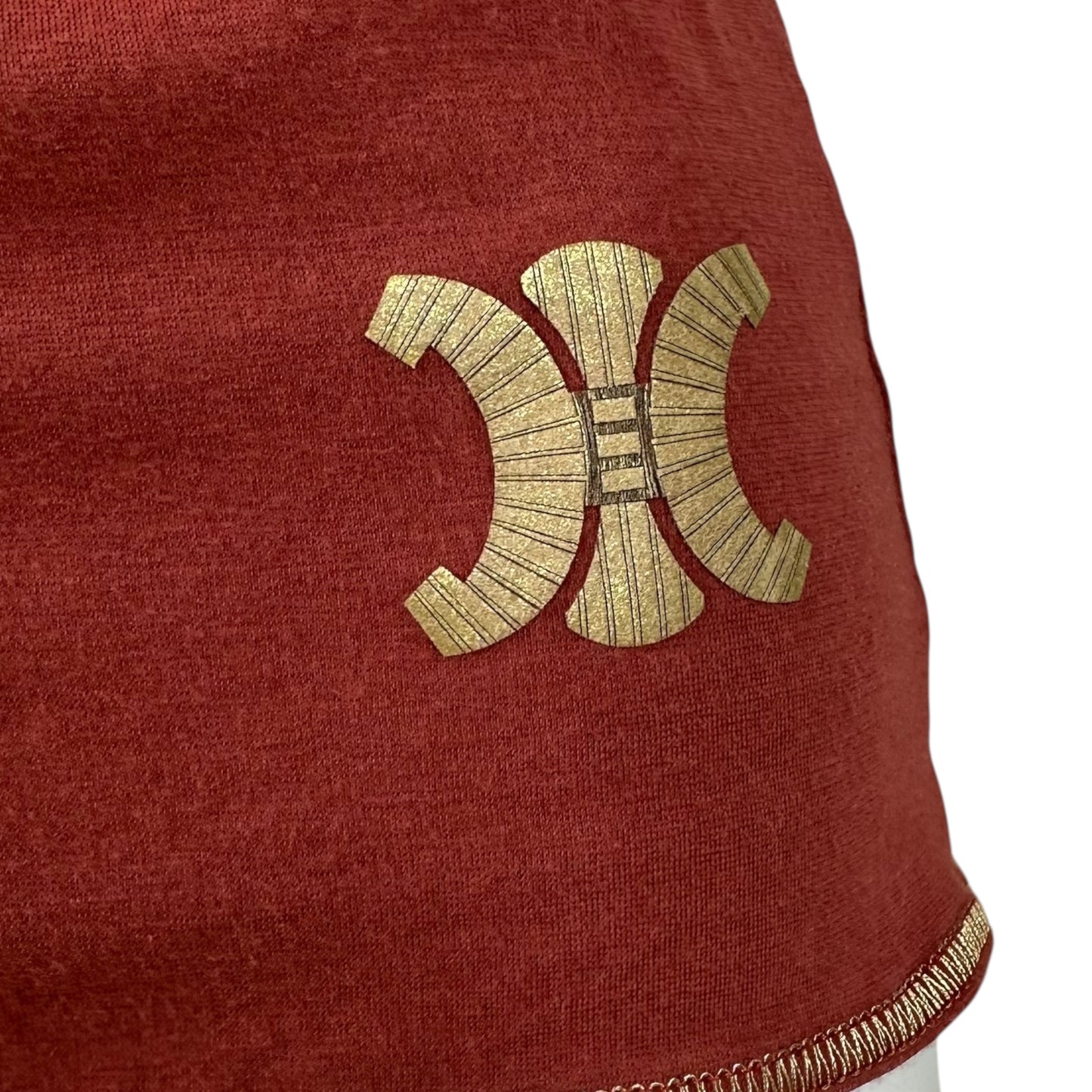 Celine Burgundy & Gold Logo Tank Top