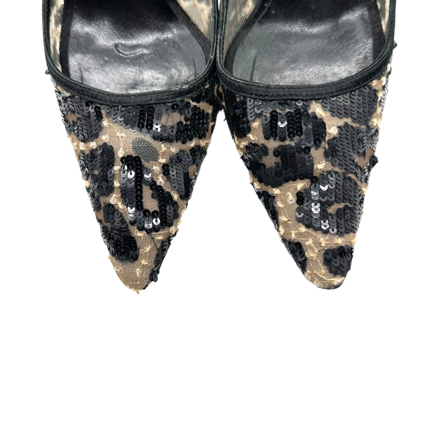 Manolo Blahnik Leopard Print Sequin Pointed Toe Heels