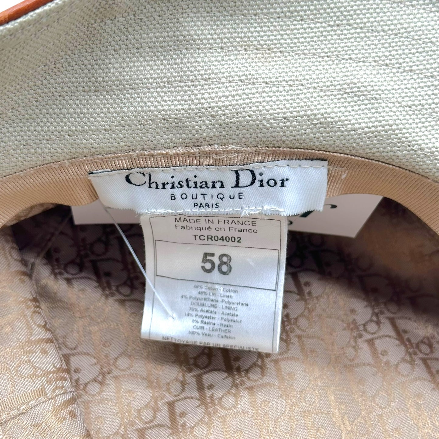 Christian Dior Light Khaki Green Canvas & Brown Leather Bucket Hat - Outfit Repeater