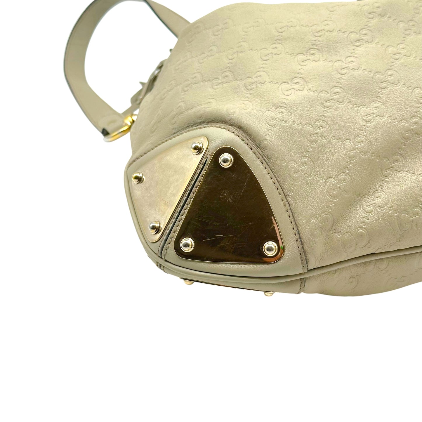 Gucci Light Gray Embossed Monogram Hobo Bag