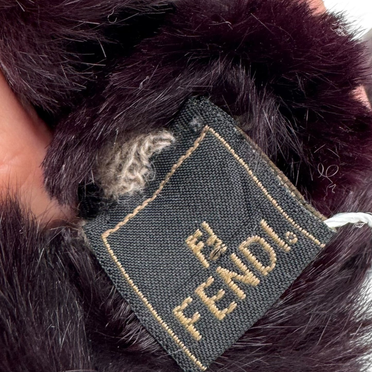 Fendi Burgundy Leather Fur Trim Gloves