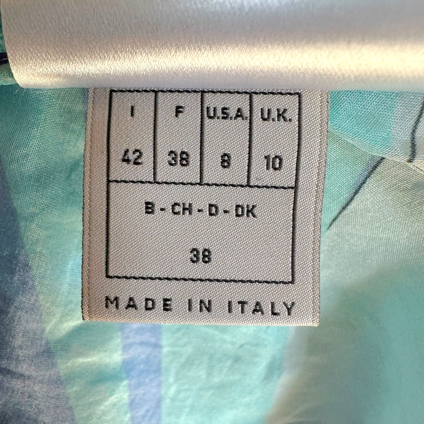 Emilio Pucci Blue & Green Silk Blend Semi-Sheer Blouse Top