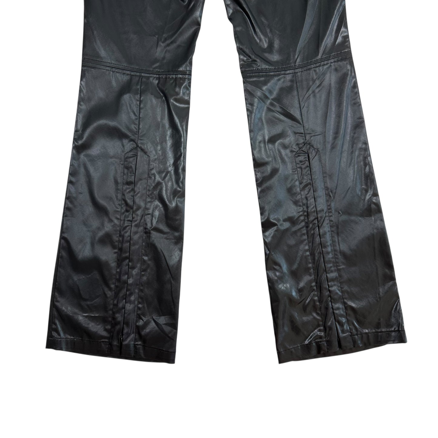 Claude Montana Blu Black 'Leather Look' Crystal Logo Pants