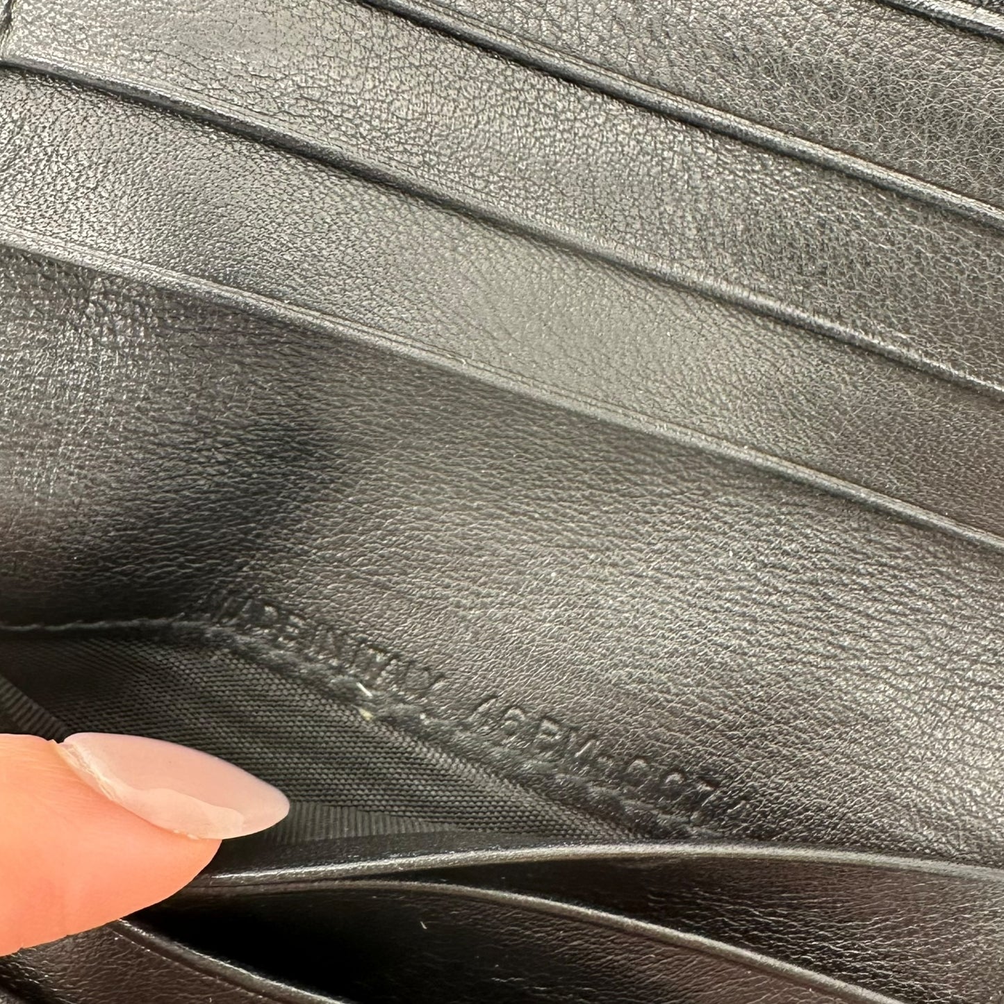 Christian Dior Black Leather Compact Wallet with Hoop Earring