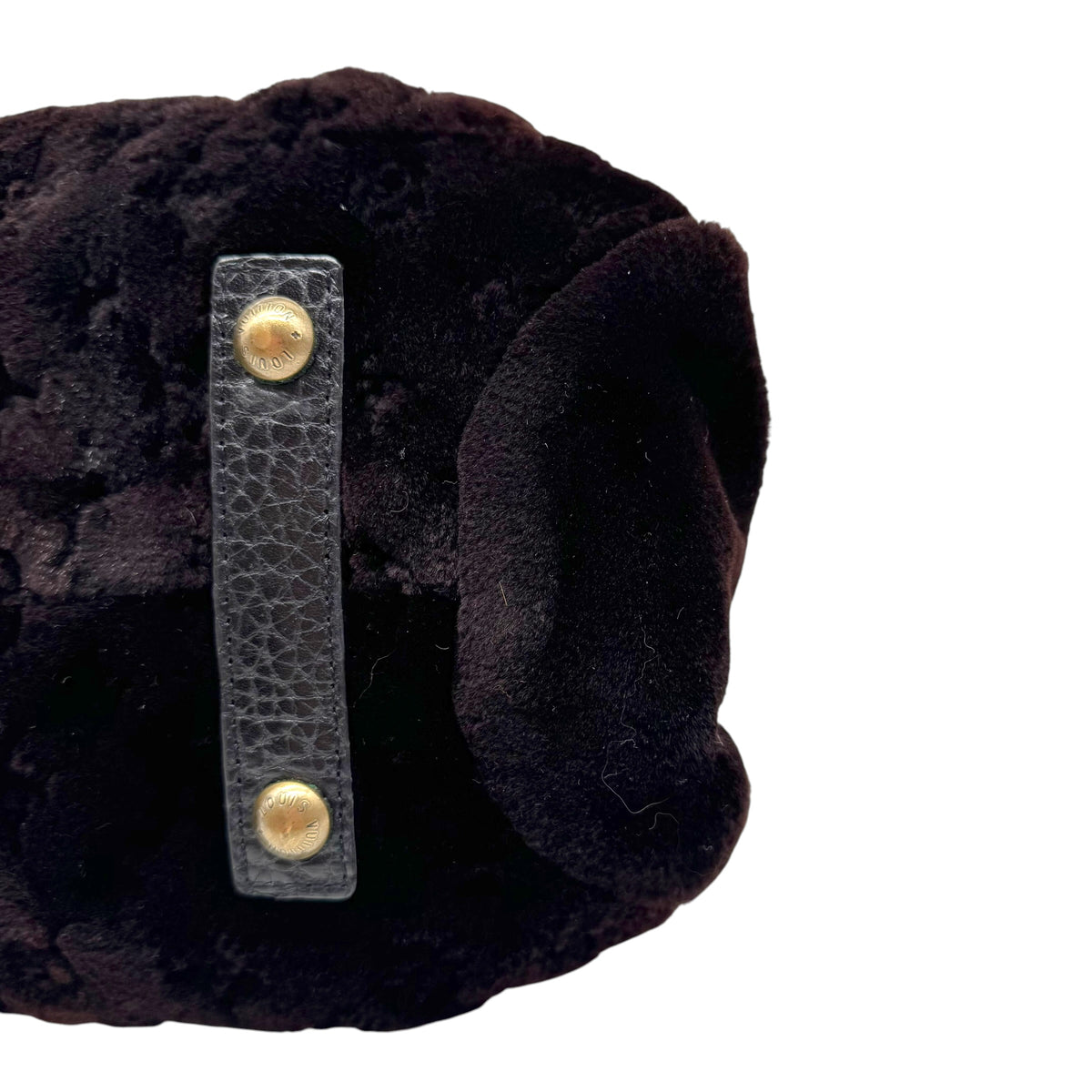Louis Vuitton F/W 2005 Brown Mink Monogram Stone Embellished Demi Lune Bag