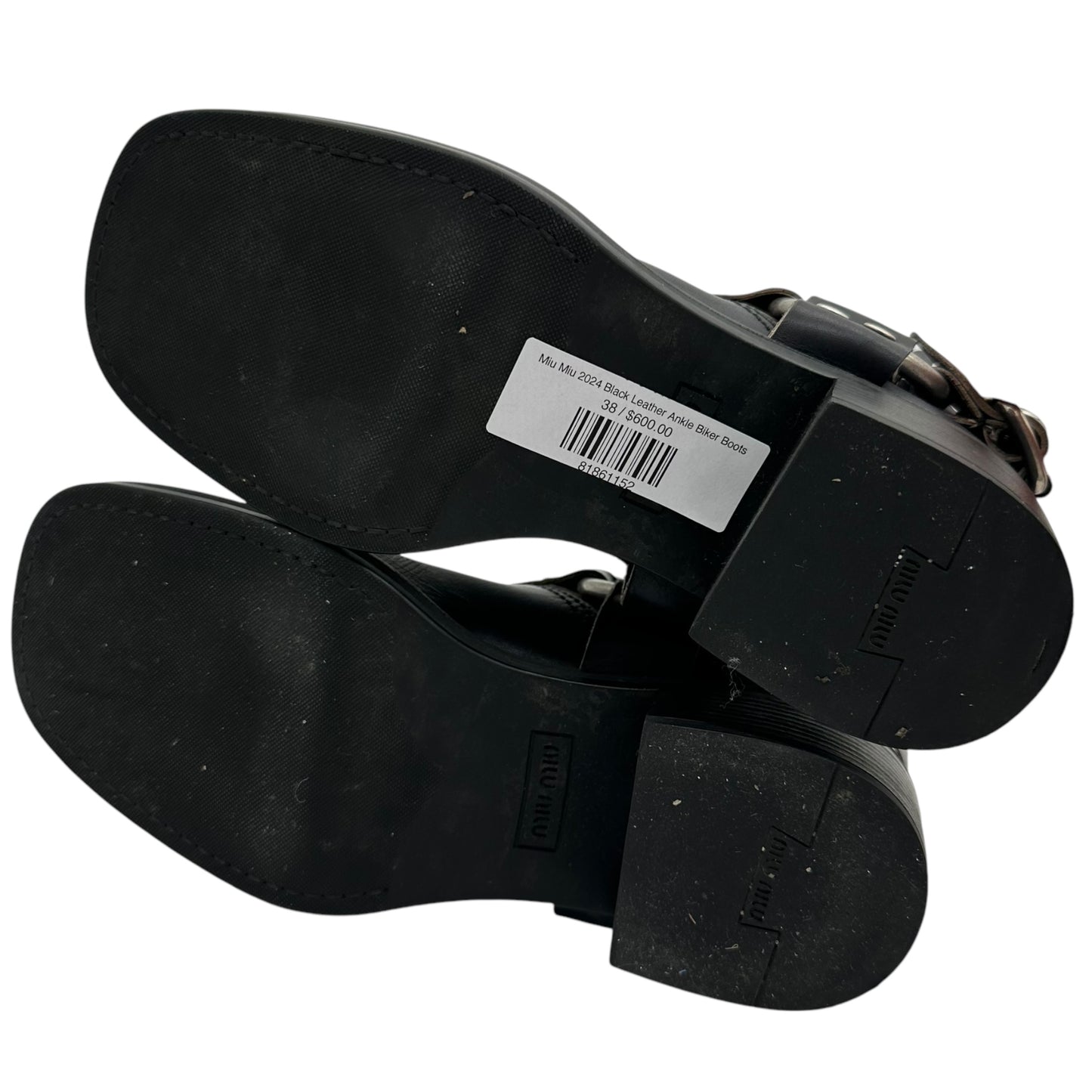 Miu Miu 2024 Black Leather Ankle Biker Boots - Outfit Repeater