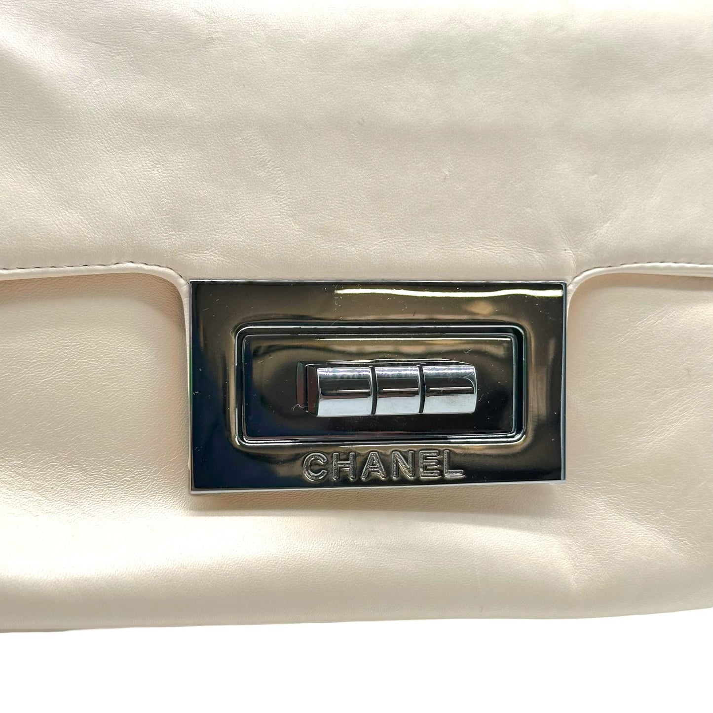 Chanel Ivory Lambskin Leather Turnlock Shoulder Bag