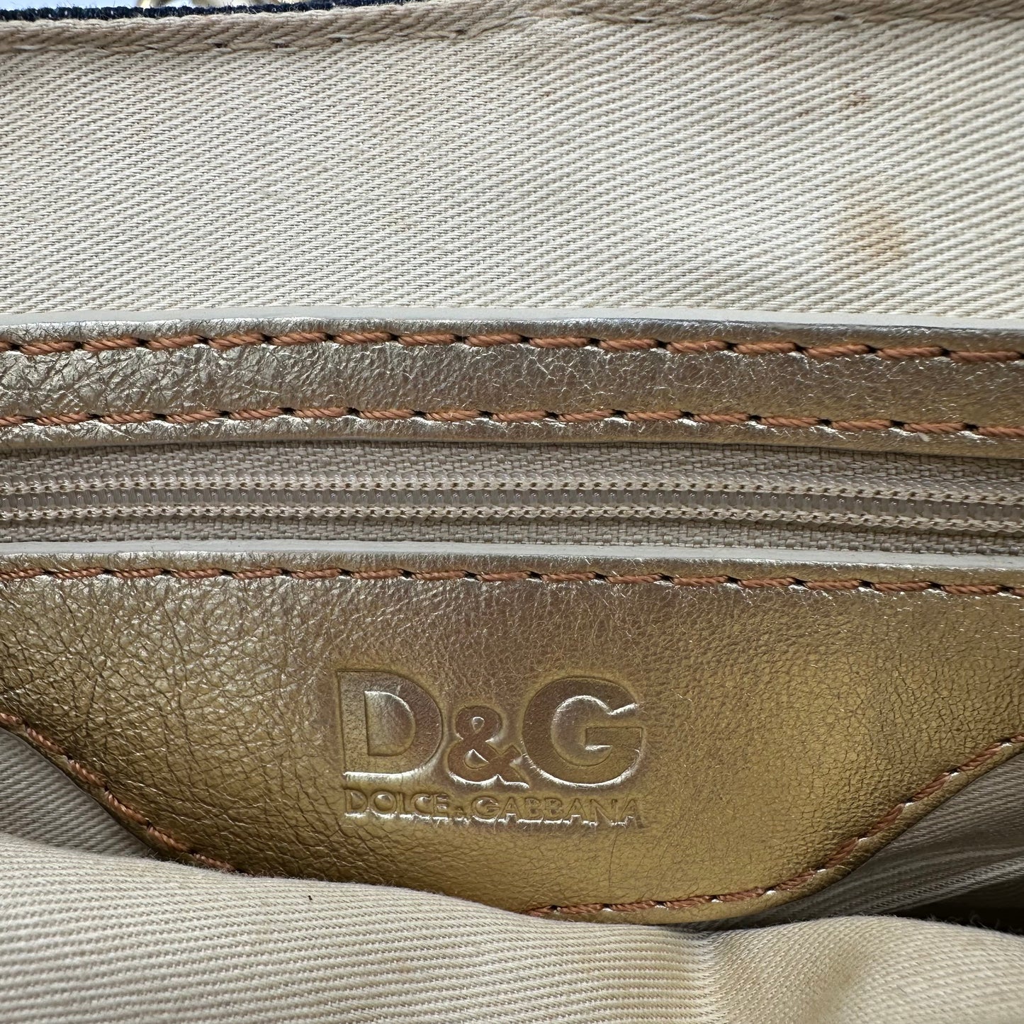 D&G Dolce & Gabbana Denim & Gold Leather Mini Shoulder Bag