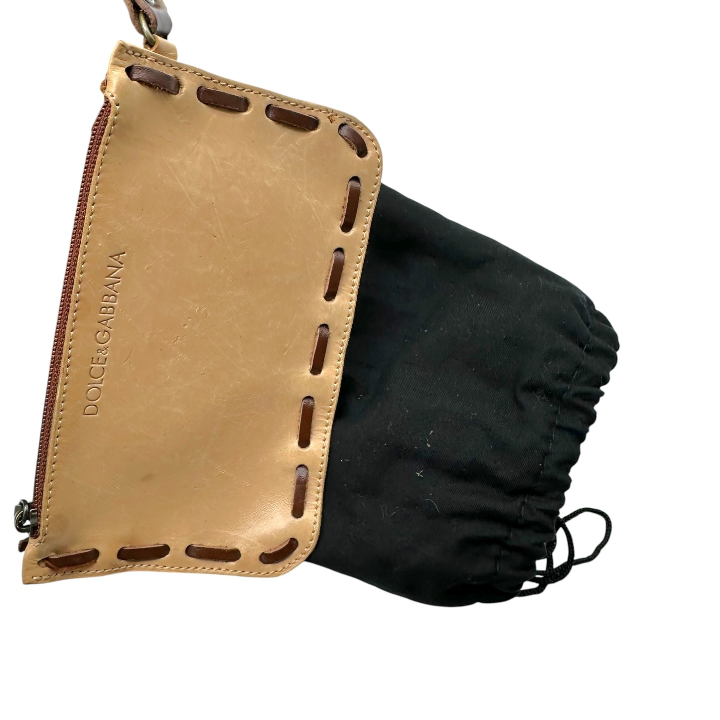 Dolce & Gabbana Raffia & Leather Feather Trim Mini Handbag