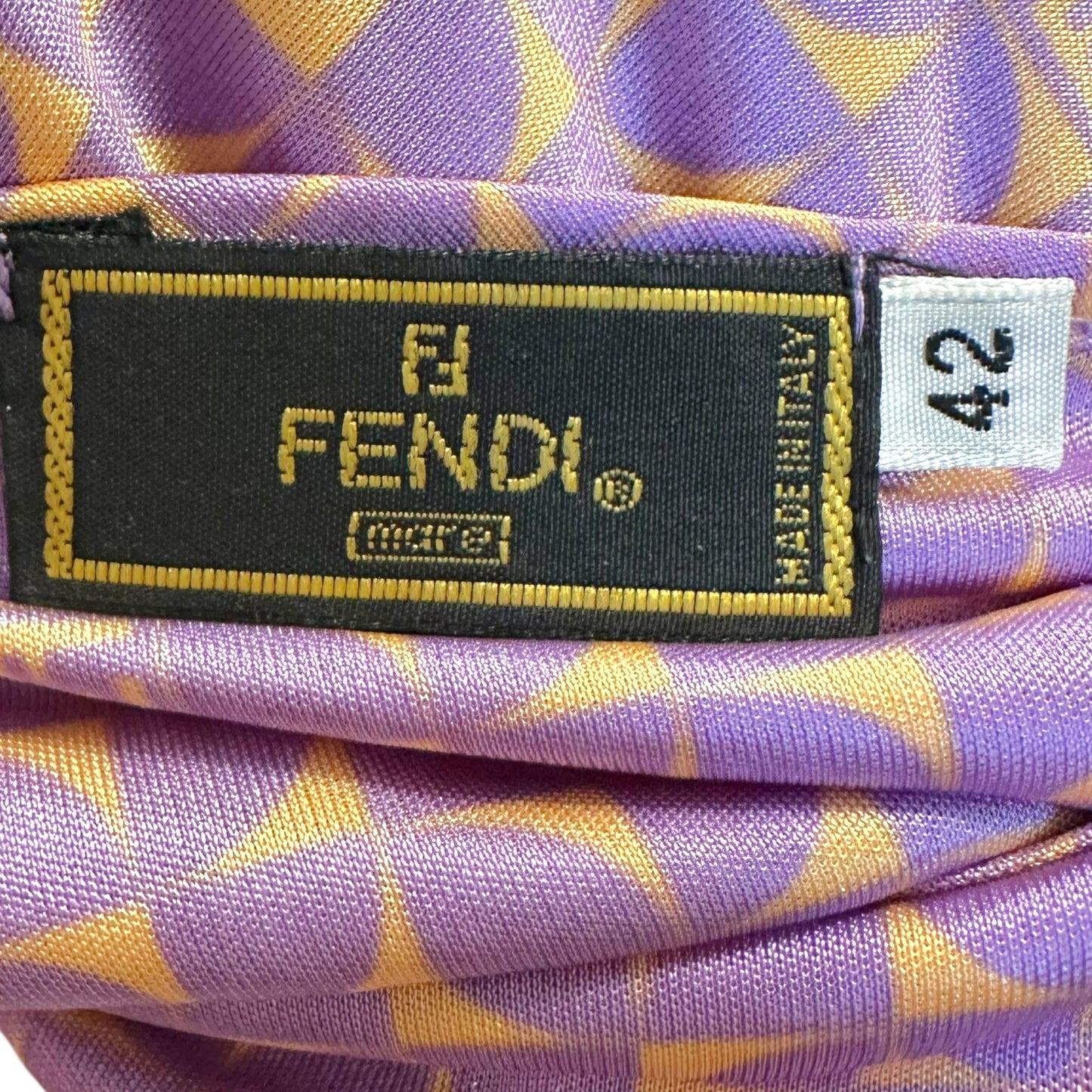 Fendi Purple & Orange Monogram Printed Midi Slip Dress