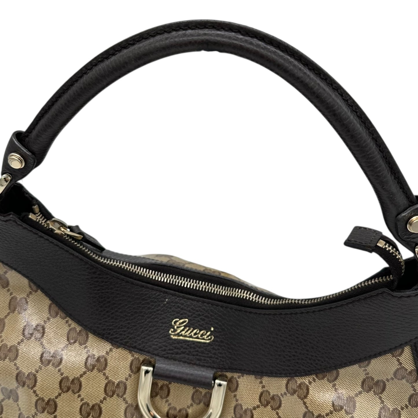 Gucci Tan Coated Canvas Monogram Abby Shoulder Bag