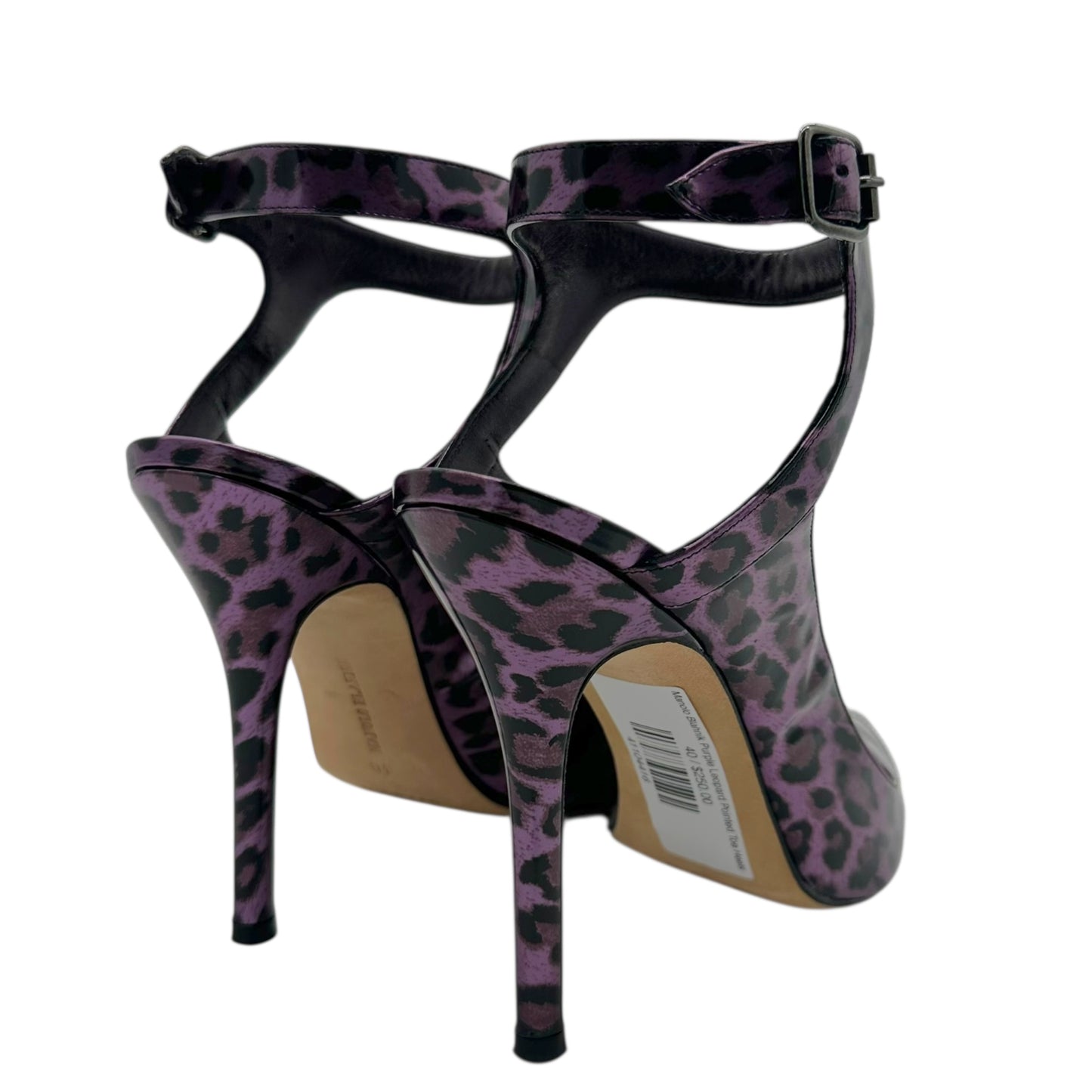Manolo Blahnik Purple Leopard Pointed Toe Heels