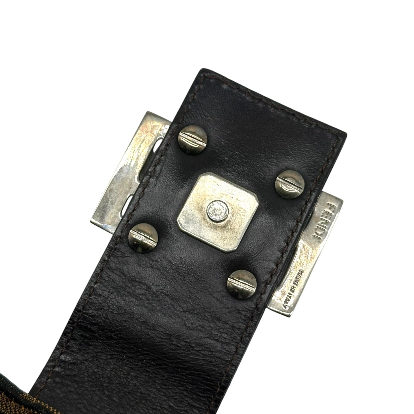 Fendi Brown Zucca Monogram Shoulder Baguette Bag