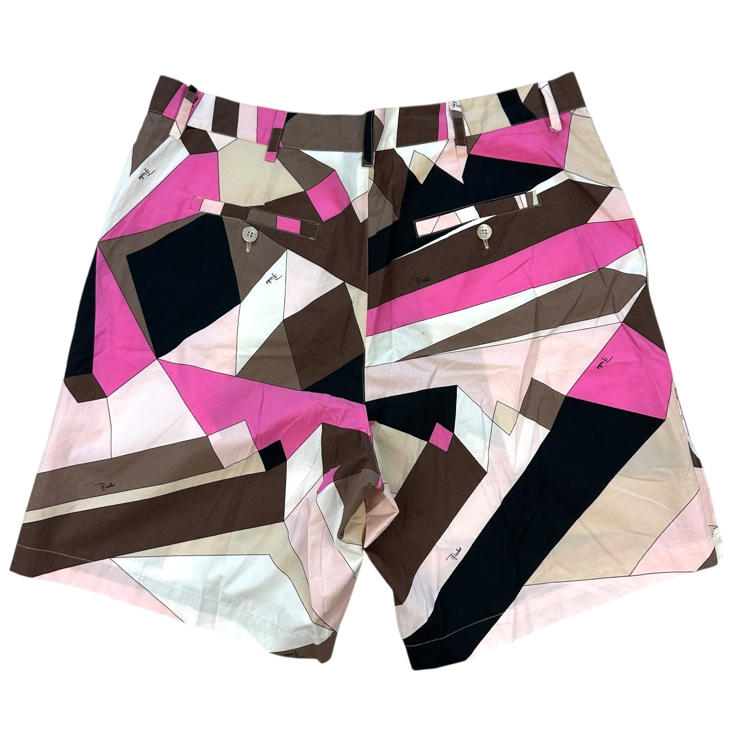 Emilio Pucci Pink & Brown Printed Board / Bermuda Shorts NEW