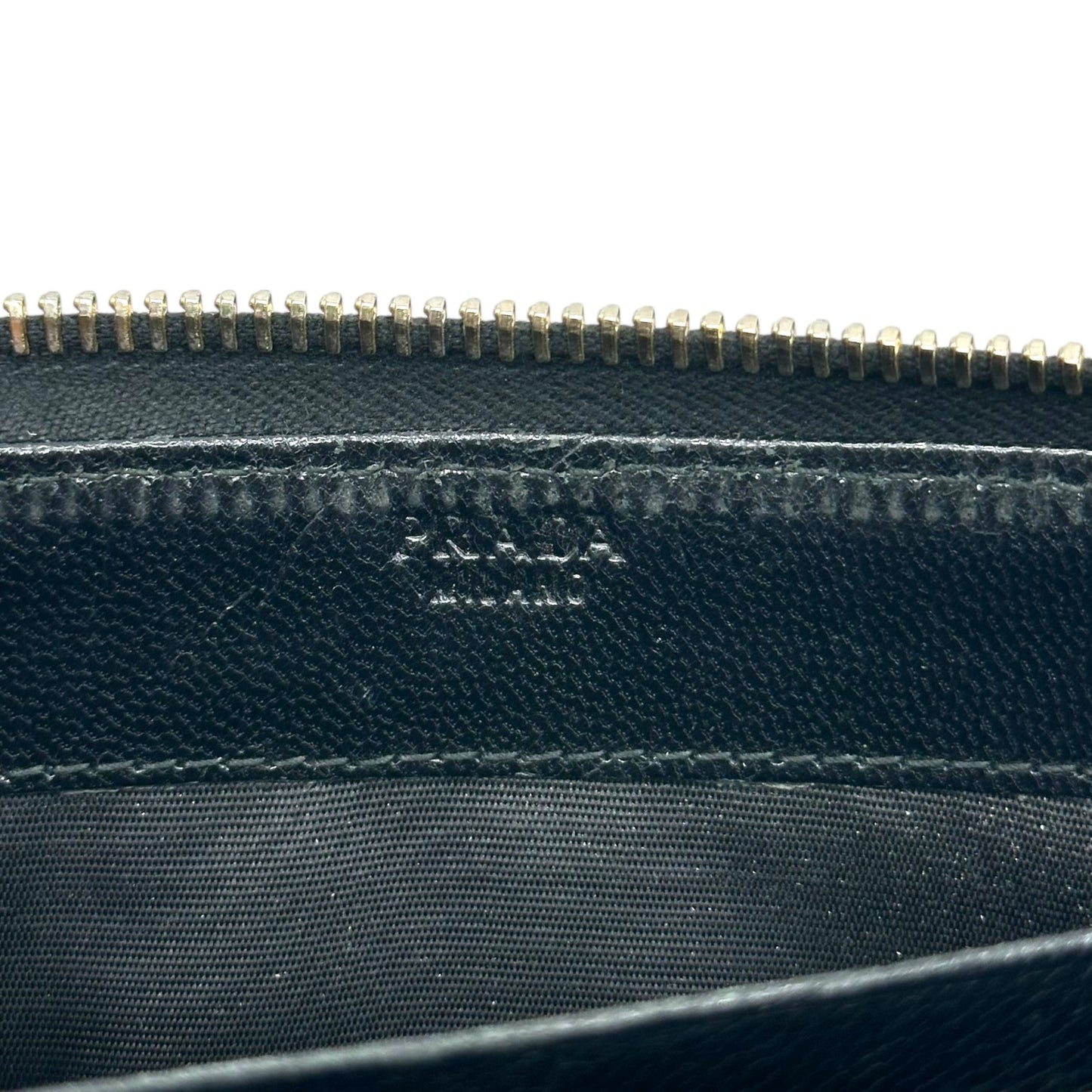 Prada Black Intrecciato Woven Leather Long Wallet