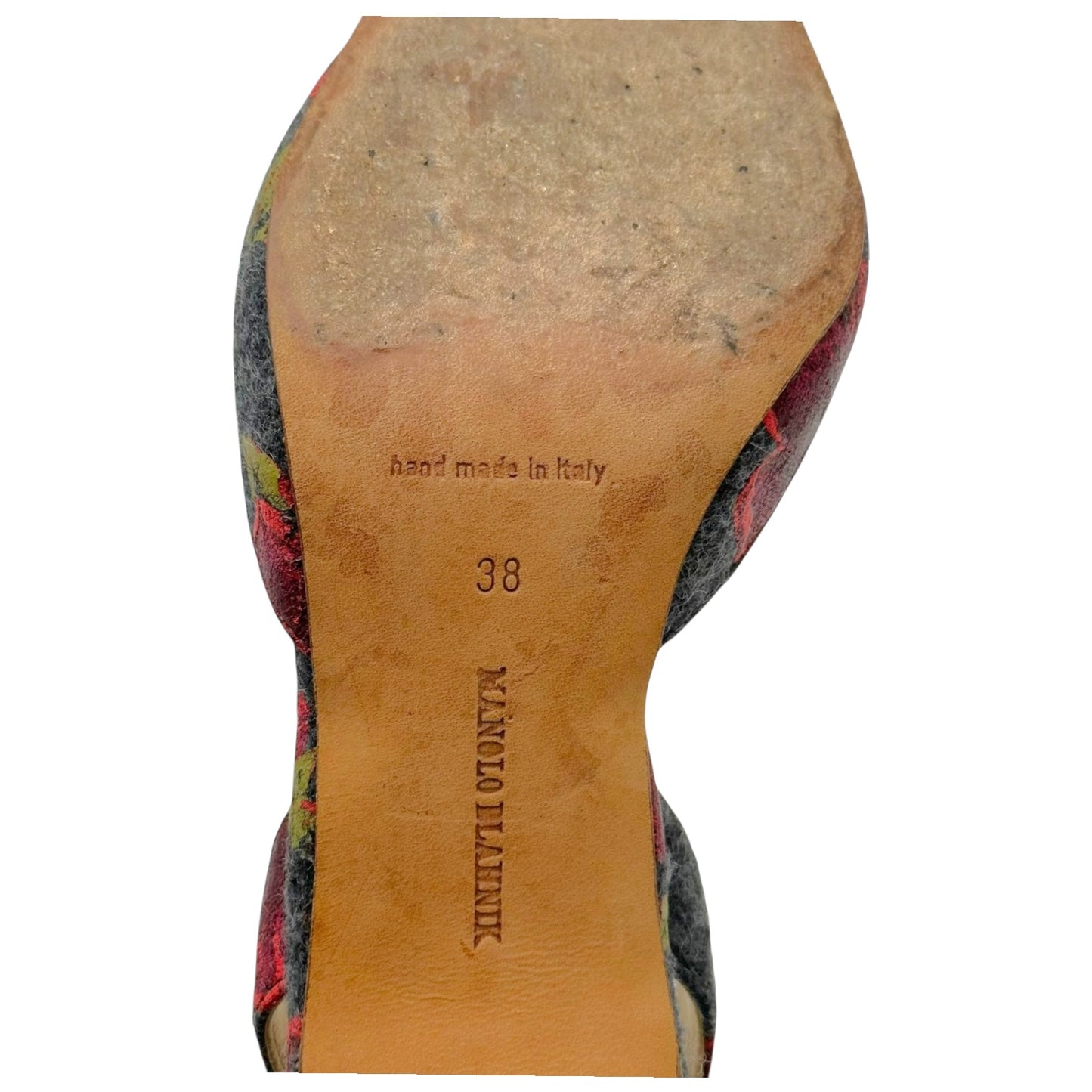 Manolo Blahnik Rose Hand Painted Slingback Heels