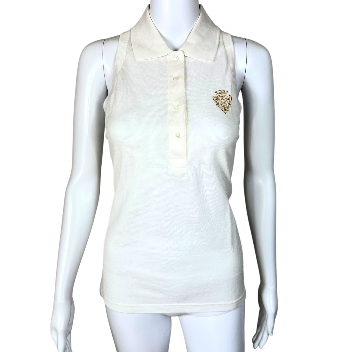 Gucci Embroidered Monogram Sleeveless Polo Top NEW