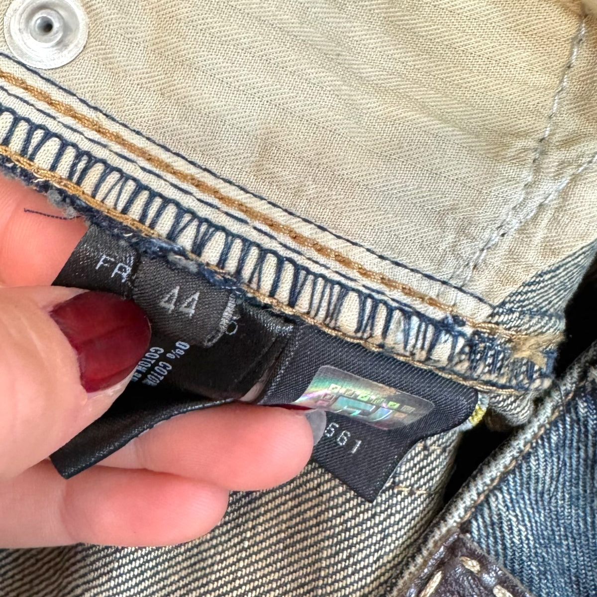 Fendi Dark Wash Denim Jeans With Beaded Logo Embroidery