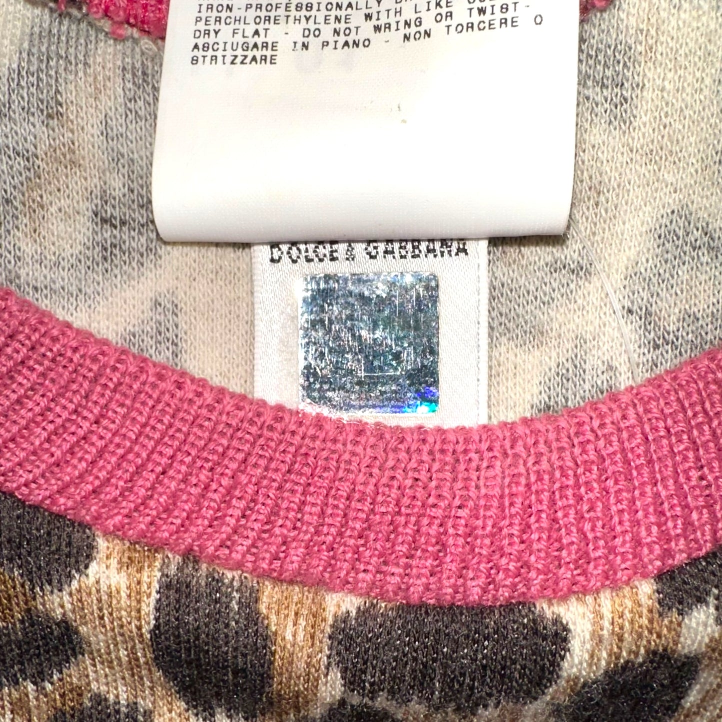 D&G Dolce & Gabbana Leopard Print Wool Ringer T-Shirt