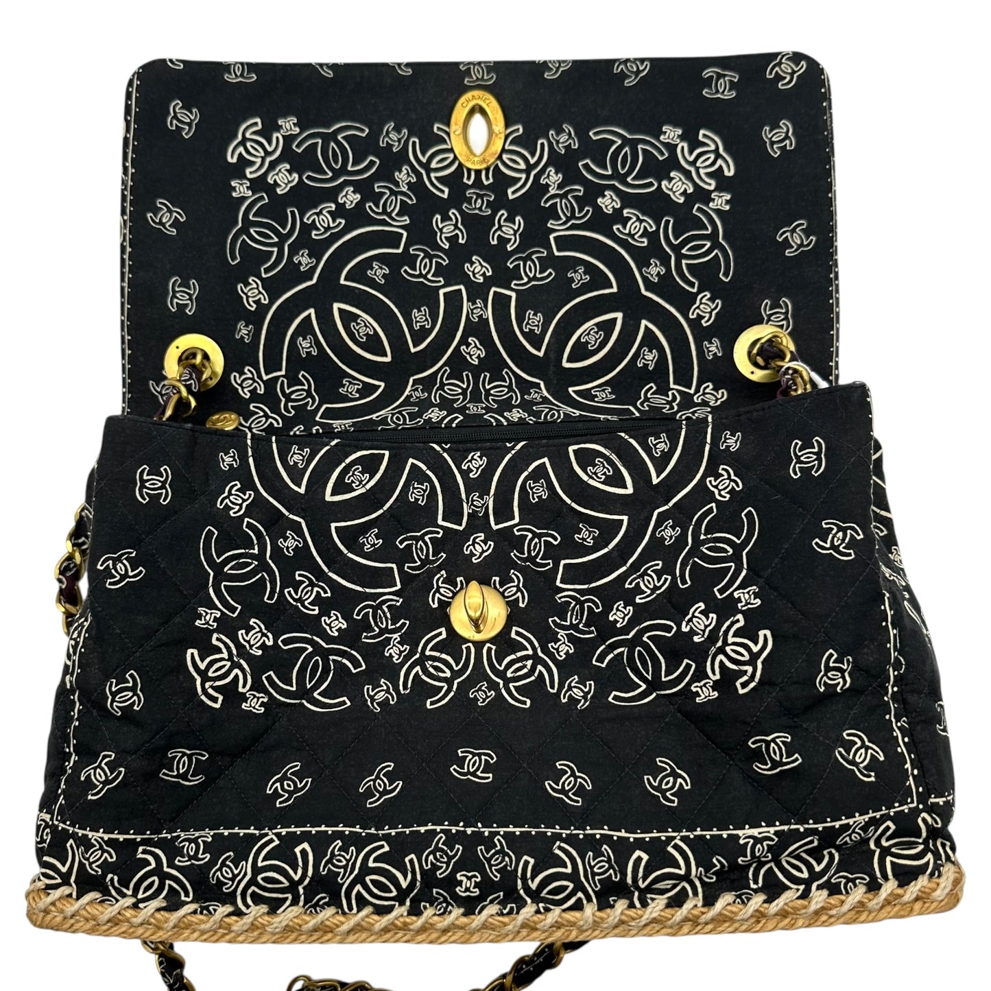 Chanel Bandana Print & Espadrille Jumbo Flap Bag RARE