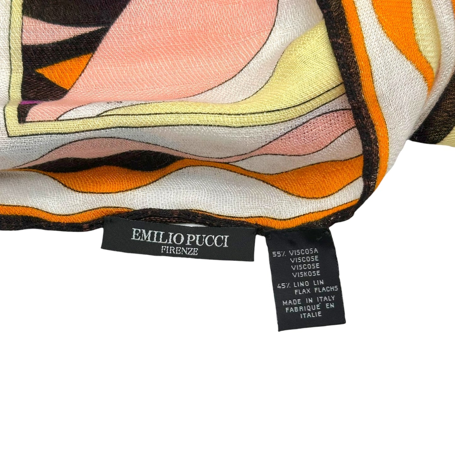 Emilio Pucci Butter Yellow & Purple Printed Linen Blend Scarf - Outfit Repeater
