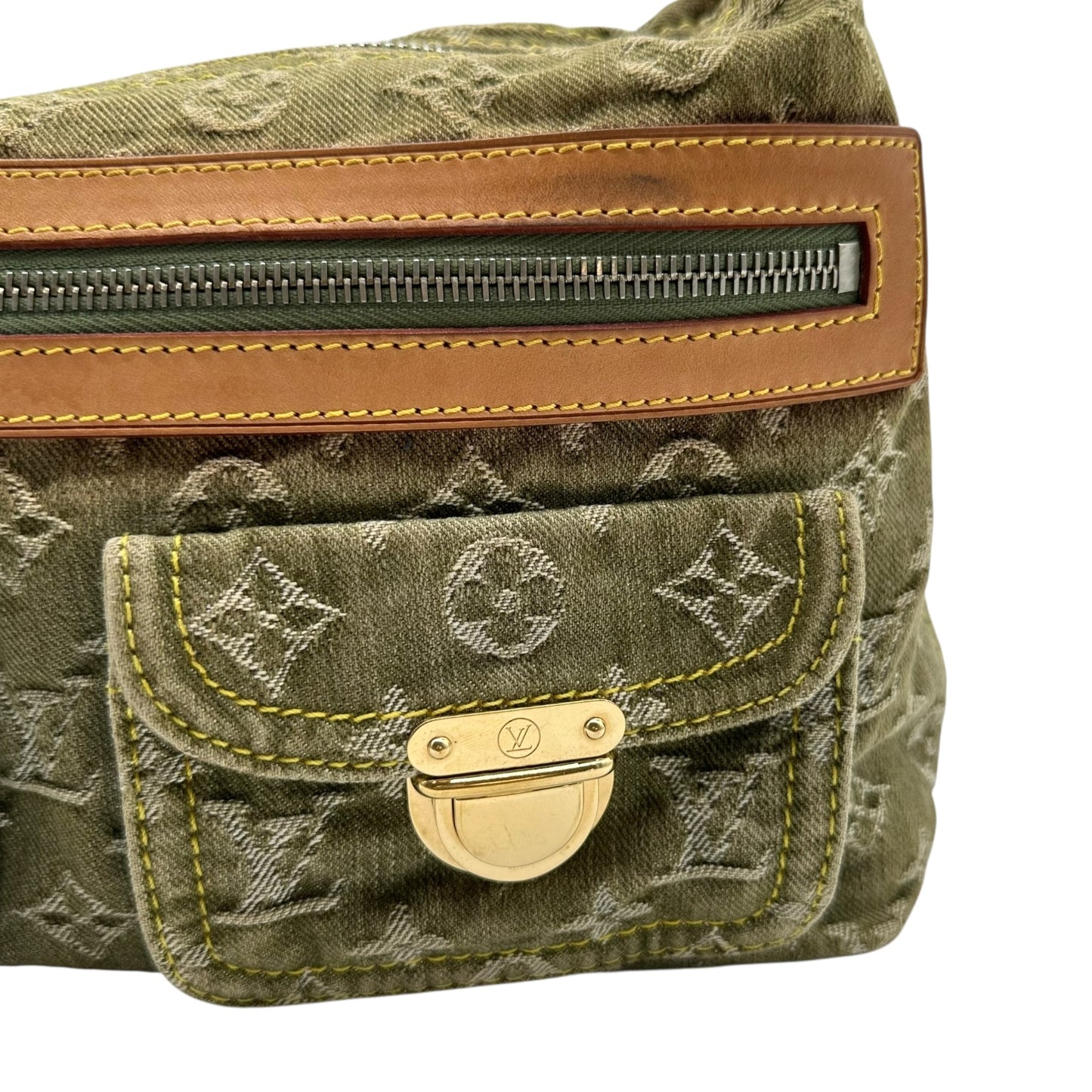 Louis Vuitton Green Denim Baggy PM Shoulder Bag RARE