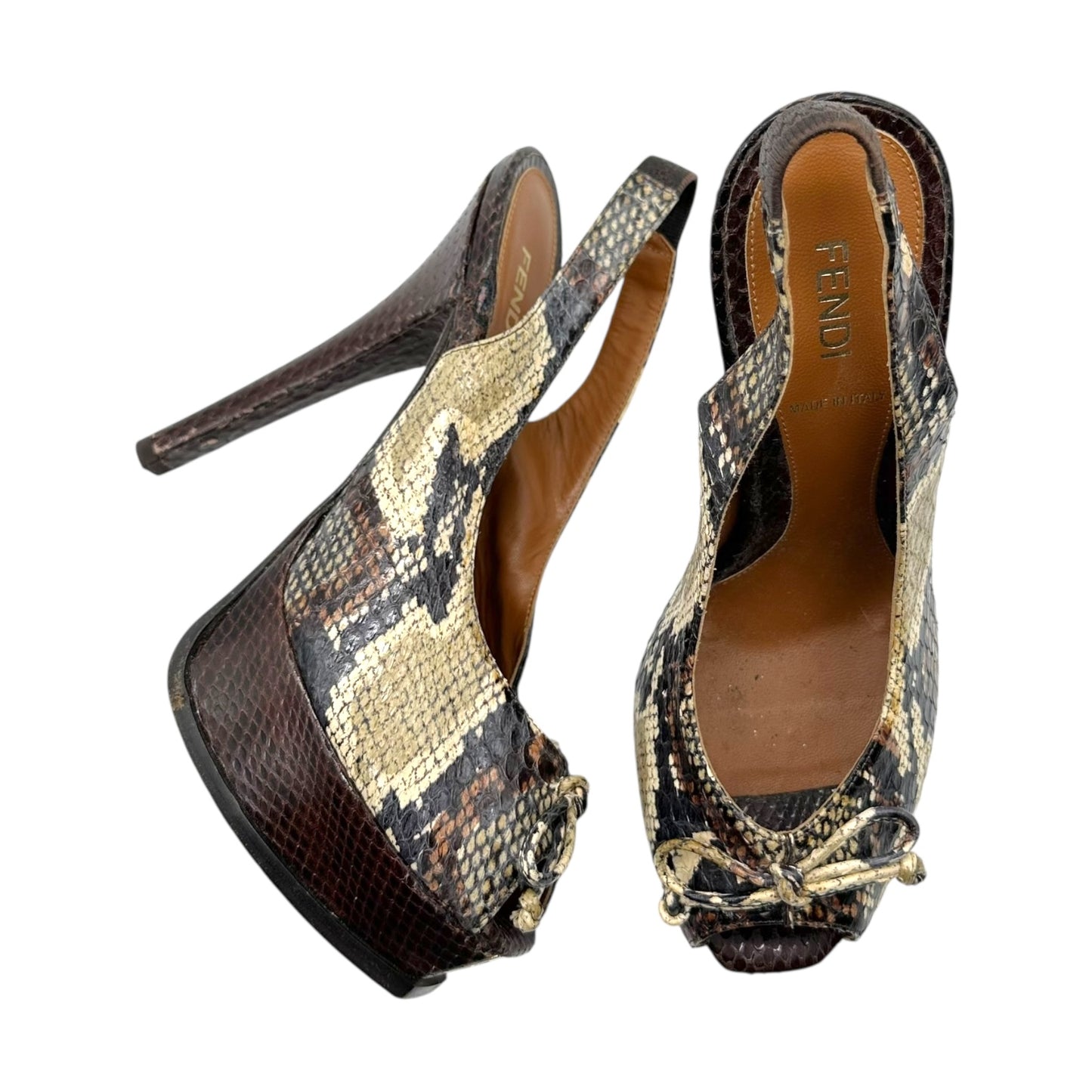 Fendi Python Peep-Toe Platform Heels