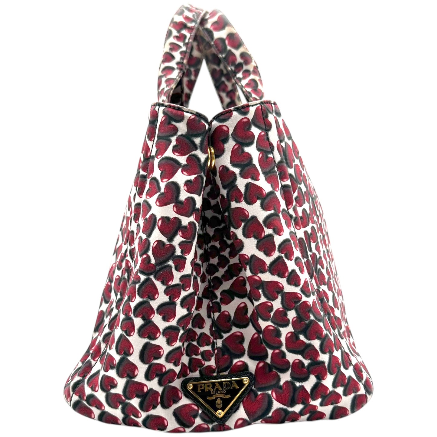 Prada Heart Print Canapa Tote Bag