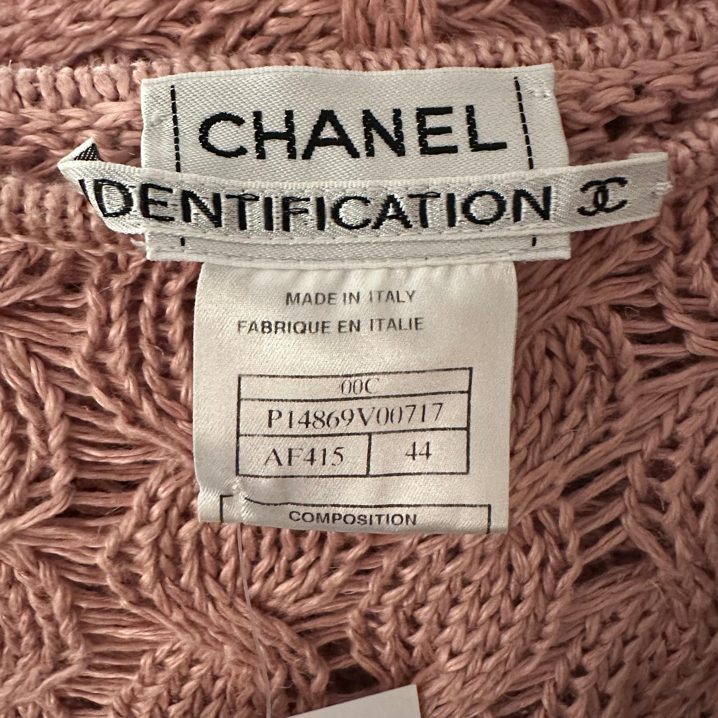 Chanel Identification Cruise 2000 Pink Cable Knit Off Shoulder Sweater