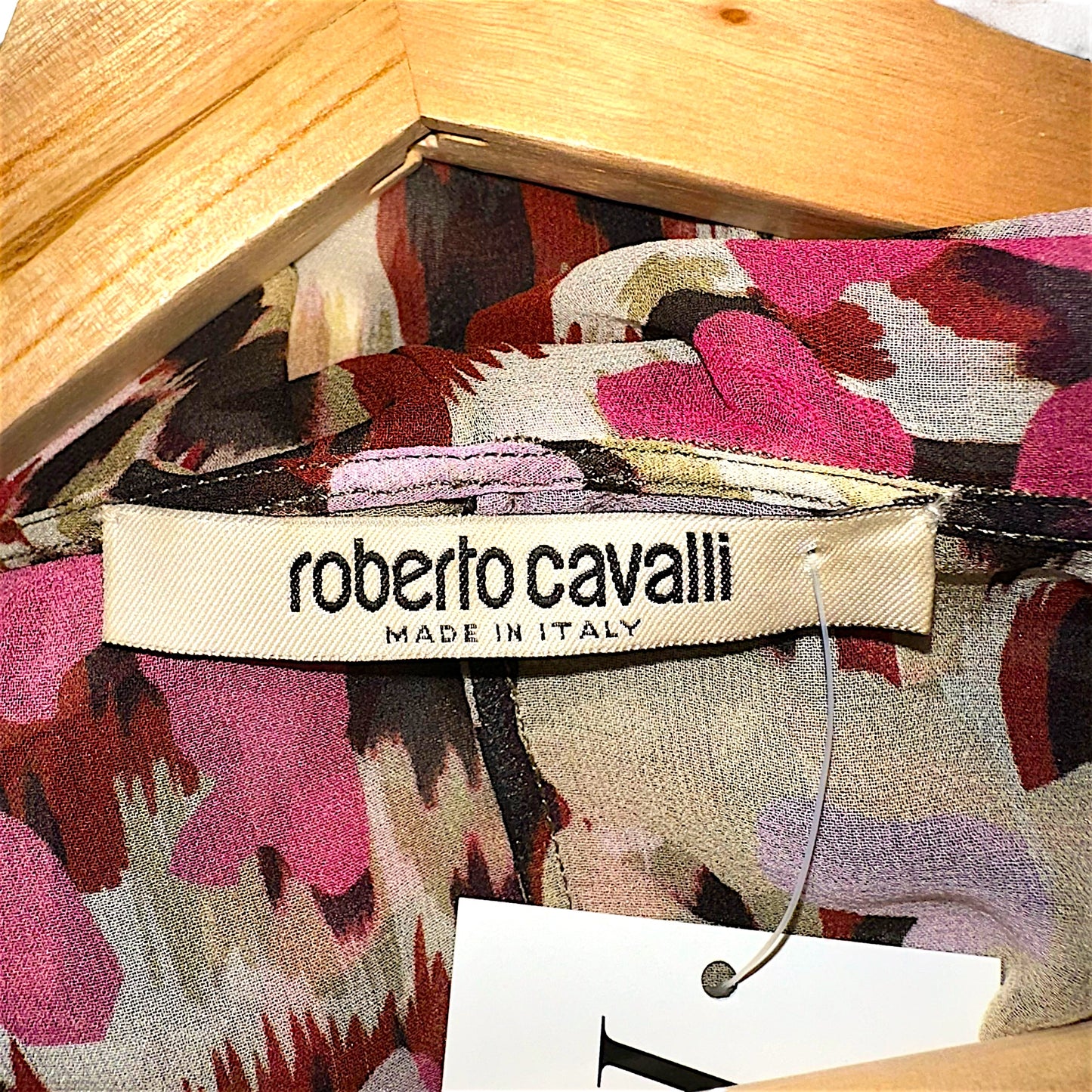 Roberto Cavalli Multicolor Flutter Sleeve Sheer Silk Blouse