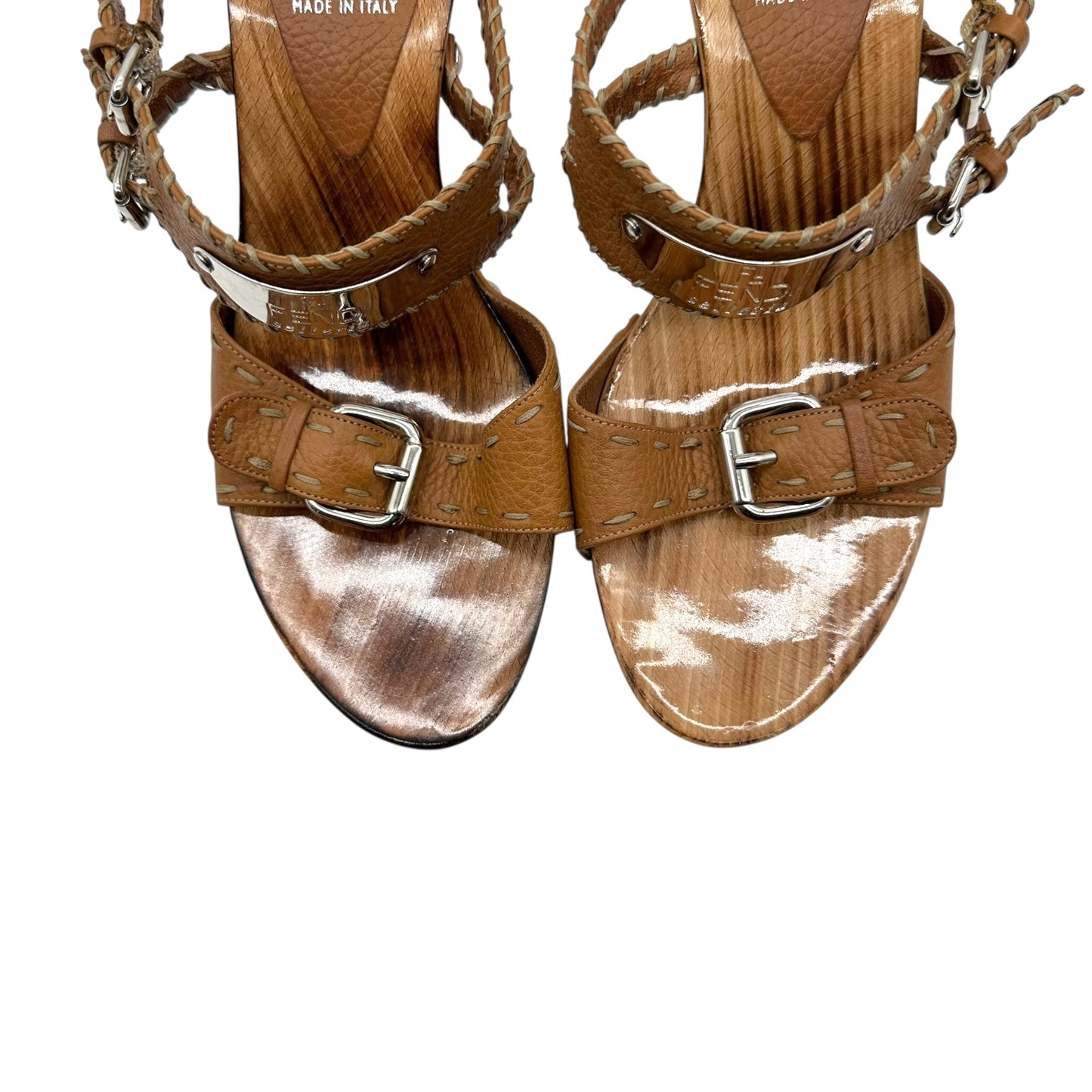 Fendi Selleria Wooden Sandal Heels