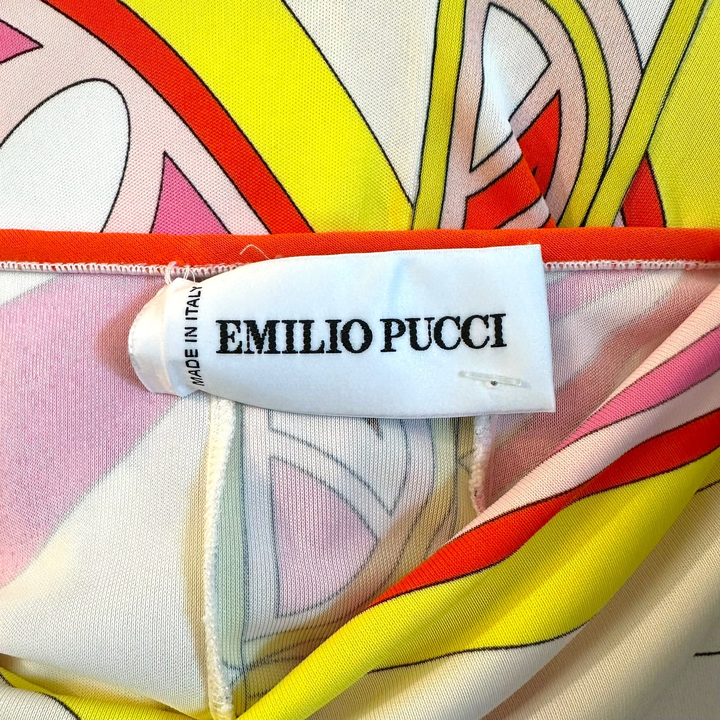 Emilio Pucci Pink & Yellow Printed Cowl Neck Blouse