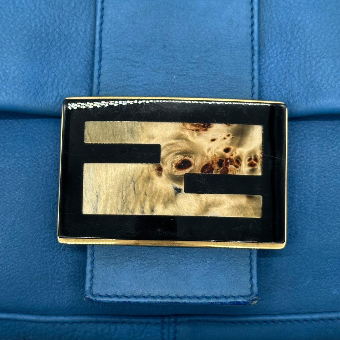 Fendi Blue Leather Large Mama Baguette Bag