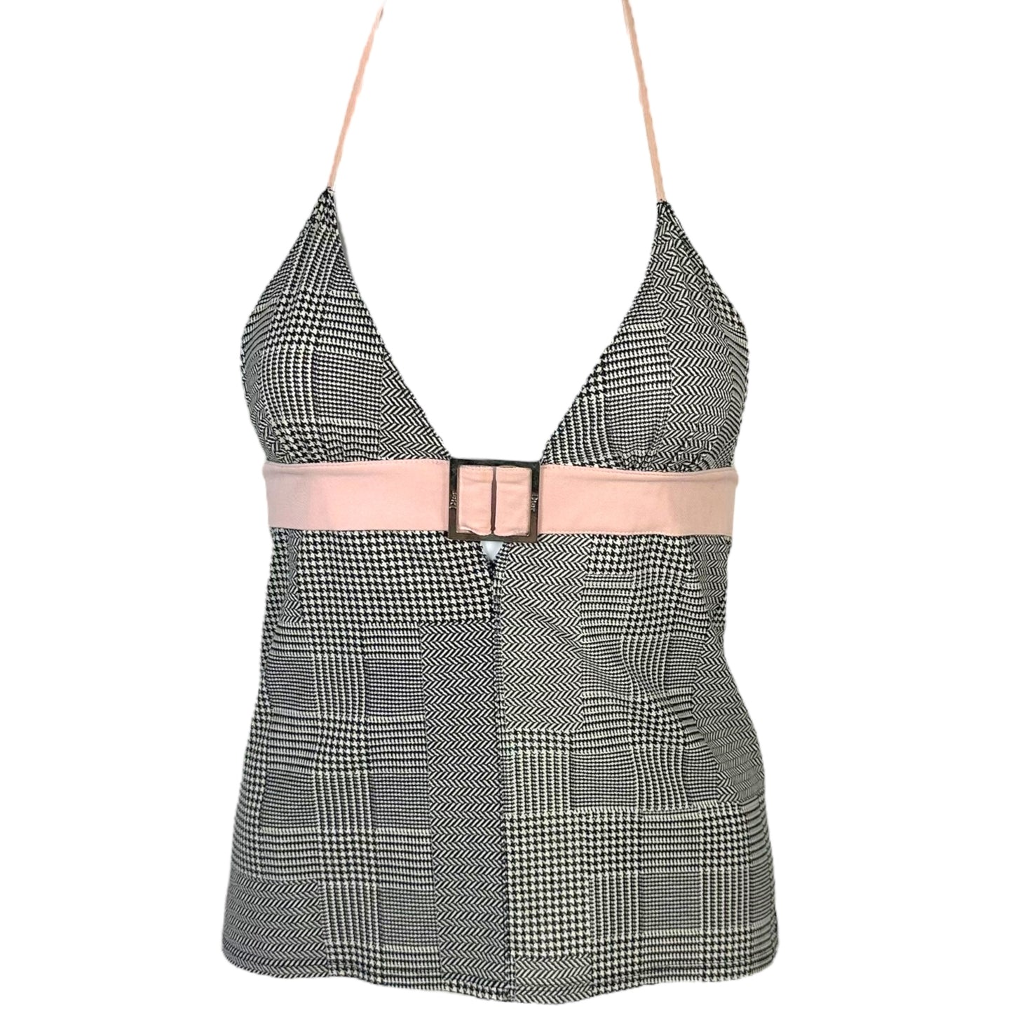Christian Dior S/S 2006 Houndstooth Halter Tank