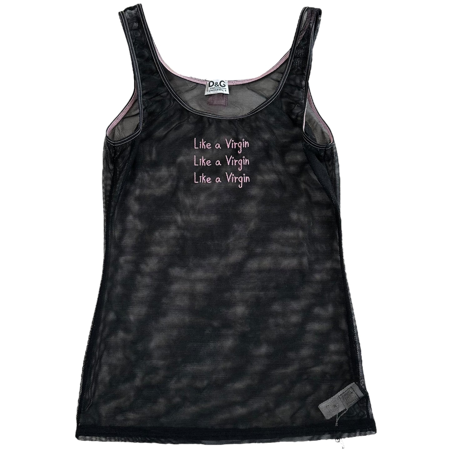 D&G Dolce & Gabbana 'Like a Virgin' Embroidered Mesh Tank