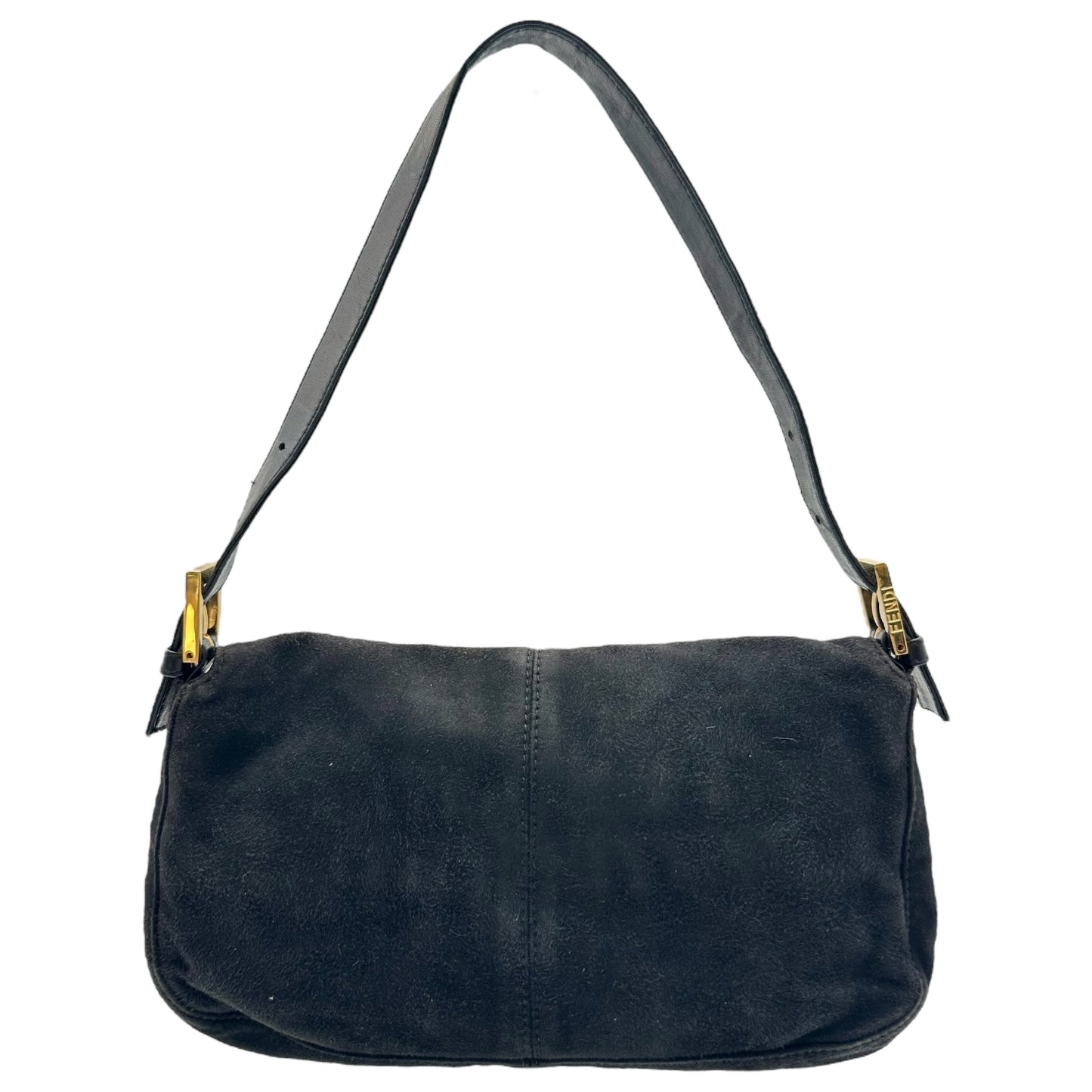 Fendi Black Suede & Red Glitter Enamel Baguette Bag