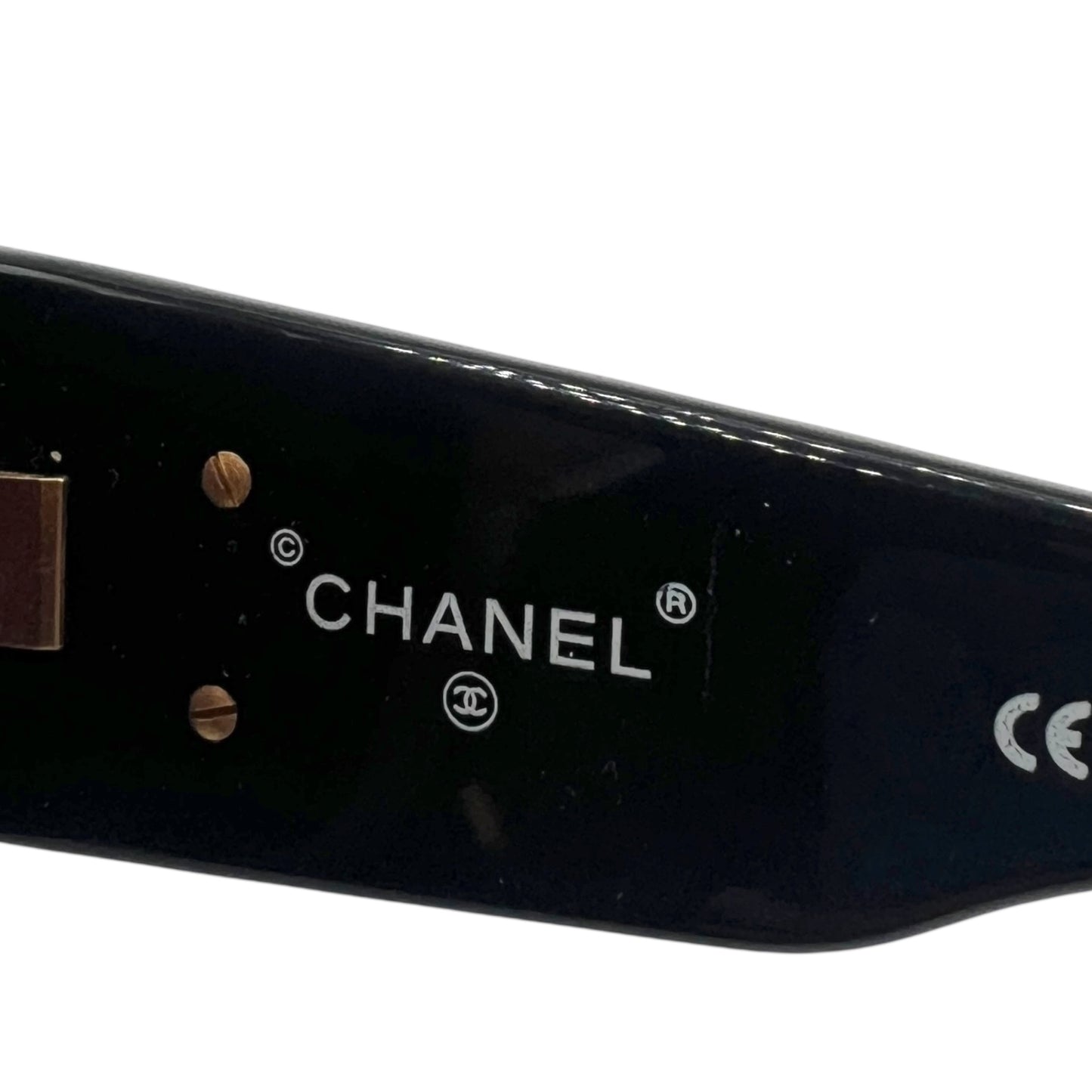 Chanel 01450 90's Black & Gold Matelasse Round Sunglasses w/ Case