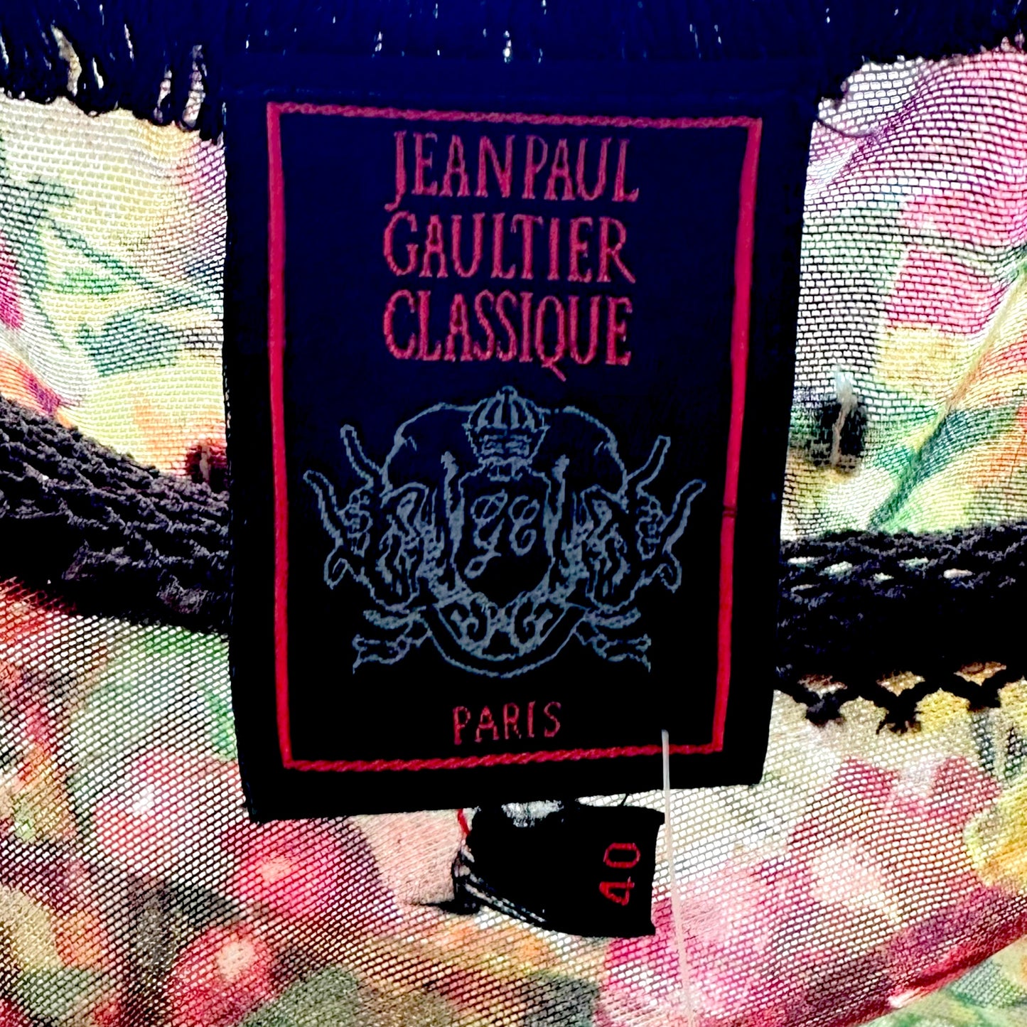Jean Paul Gaultier Multicolor Floral & Fishnet Mesh Tank Top