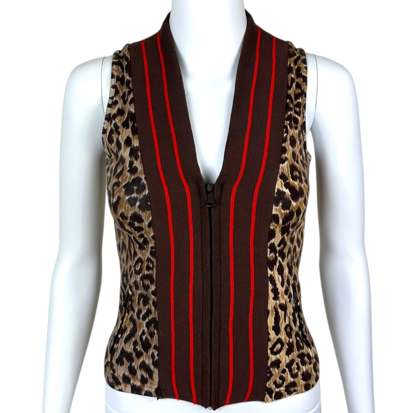 D&G Dolce & Gabbana 'Aerobic Groove' Leopard Zip Up Tank