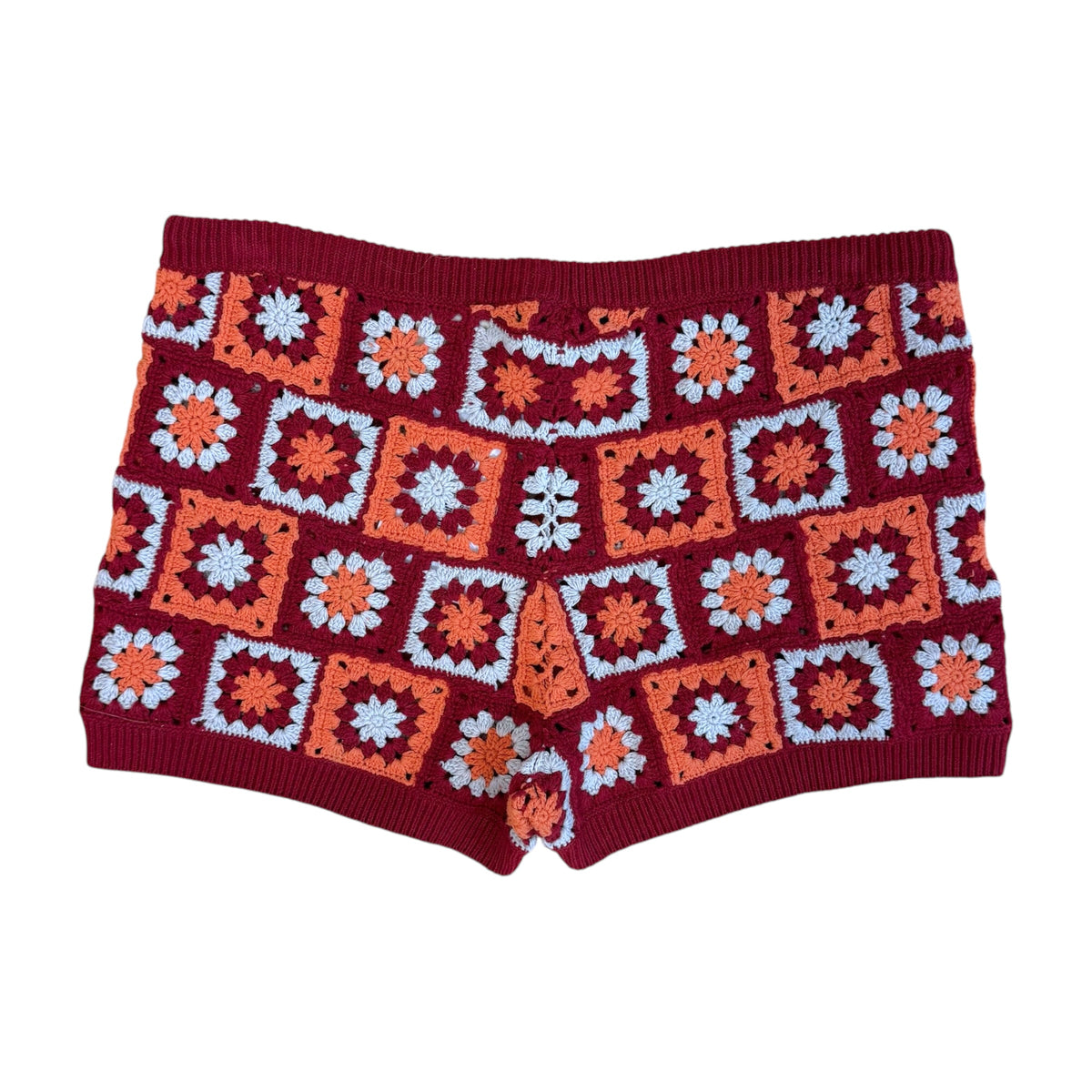 Hysteric Glamour Crochet Bra Top Red Orange Mini Shorts Set