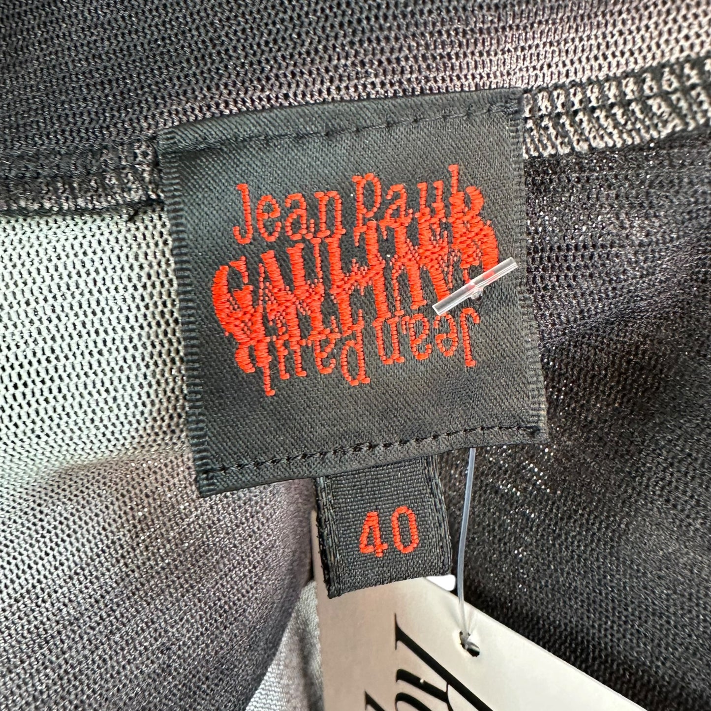 Jean Paul Gaultier Black & White Print Mesh Button Up Blouse